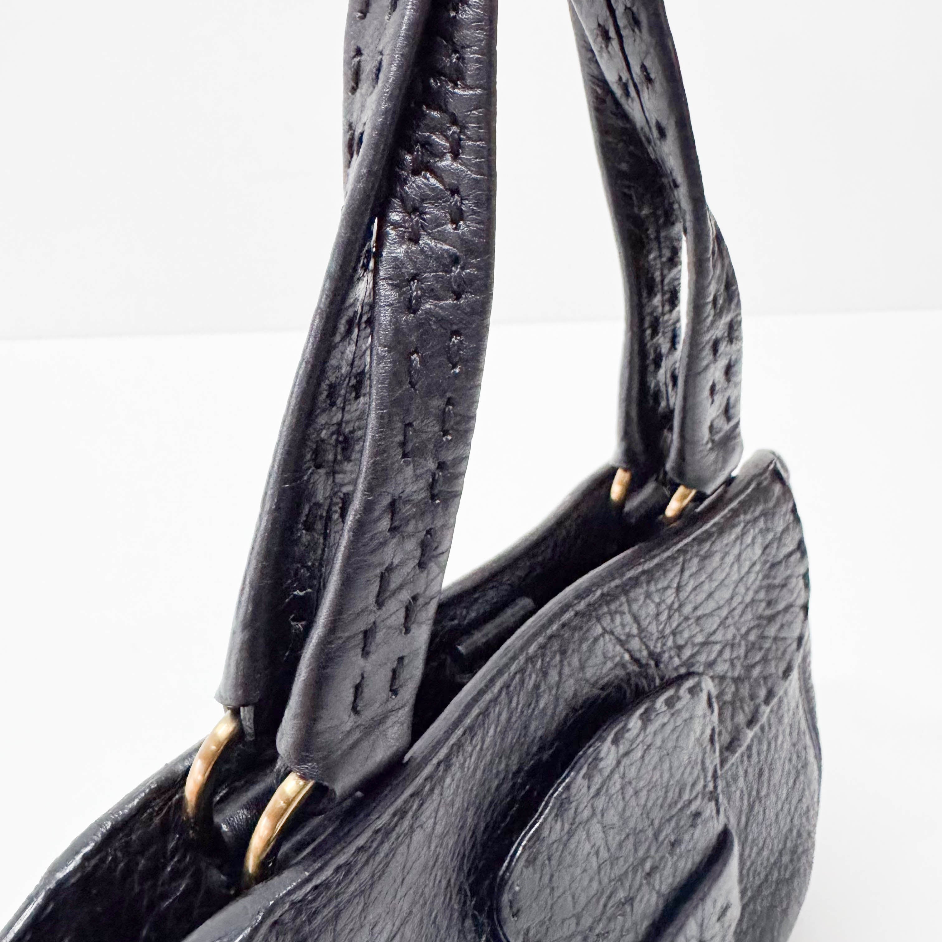Mini Black Grain Calfskin Leather Handbag