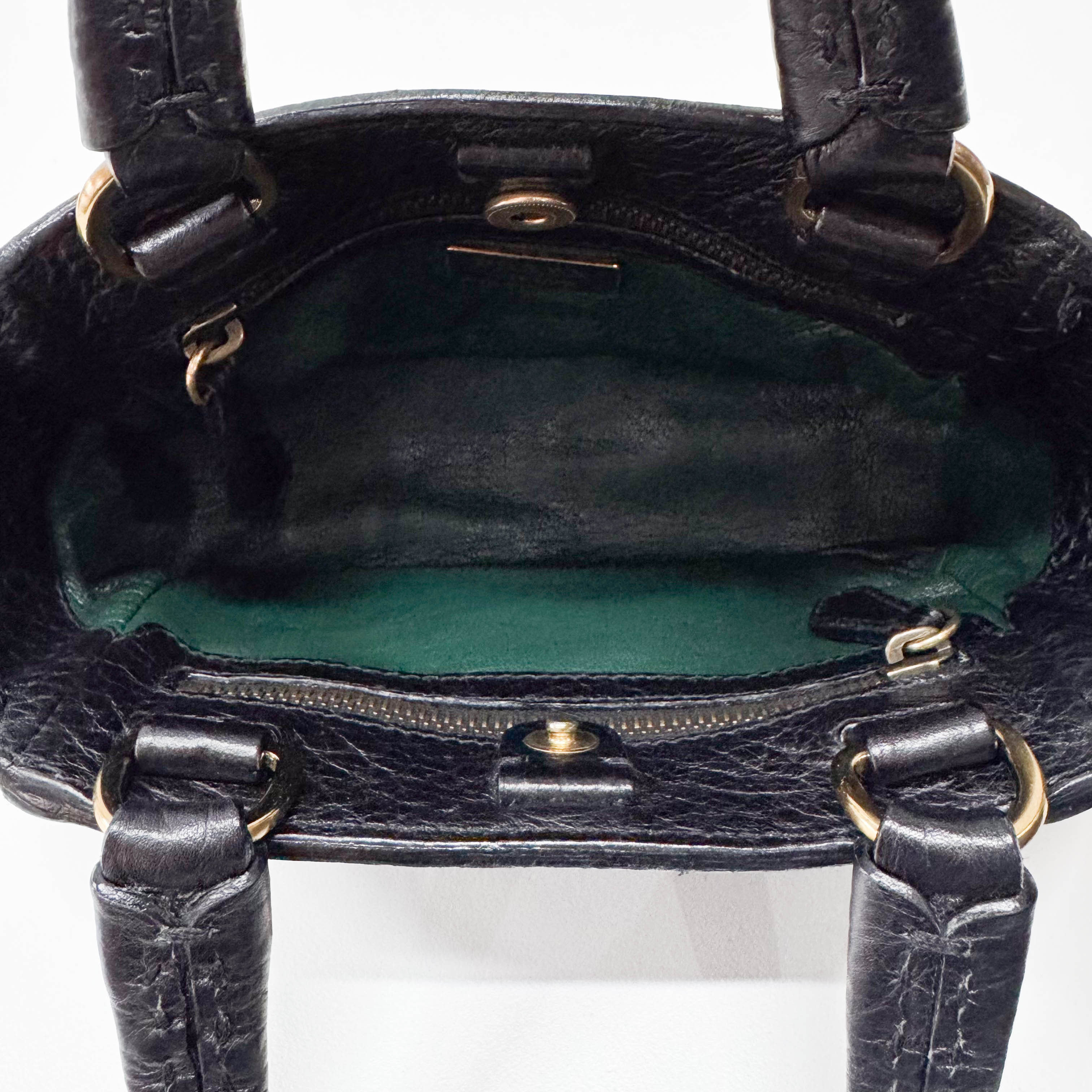 Mini Black Grain Calfskin Leather Handbag