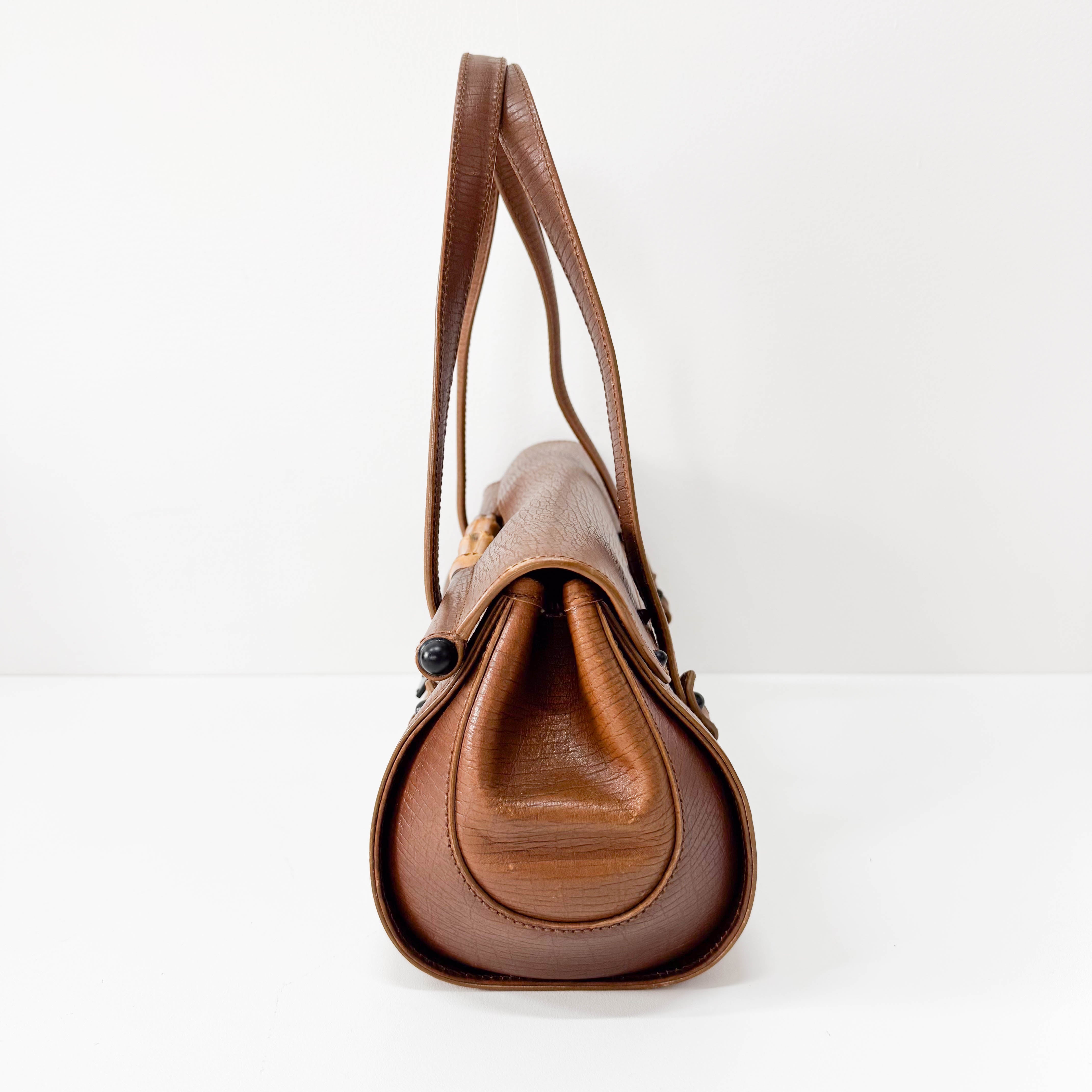 Bamboo Bullet Brown Leather Bag
