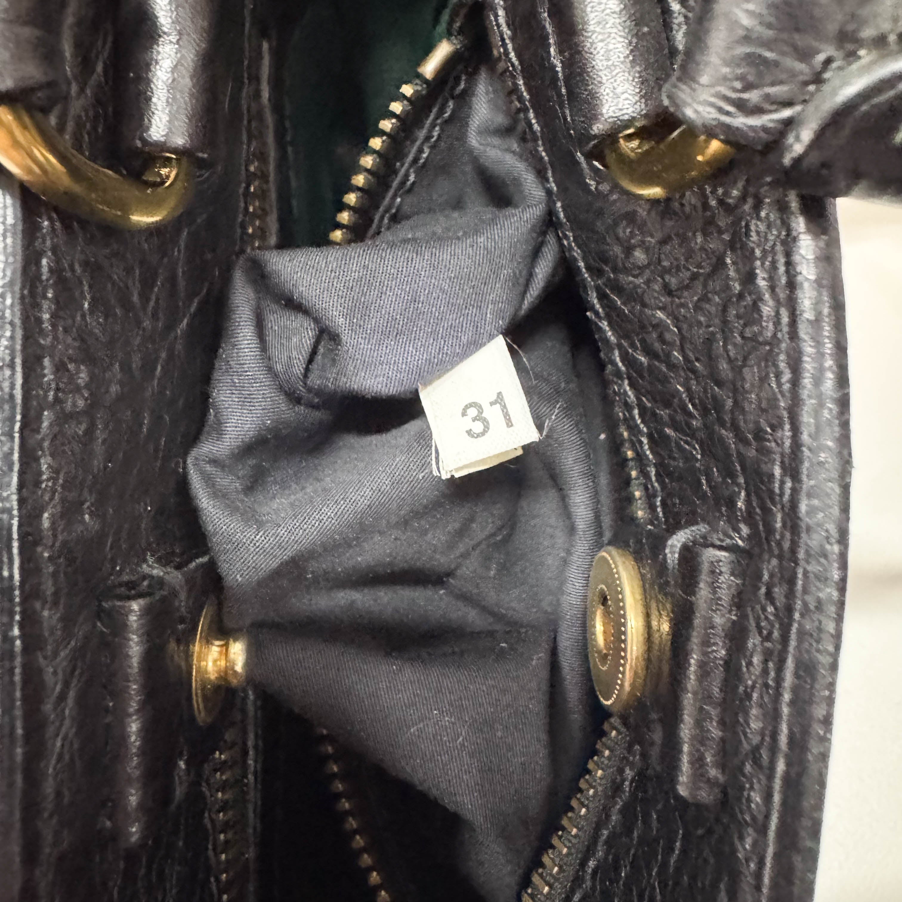 Mini Black Grain Calfskin Leather Handbag