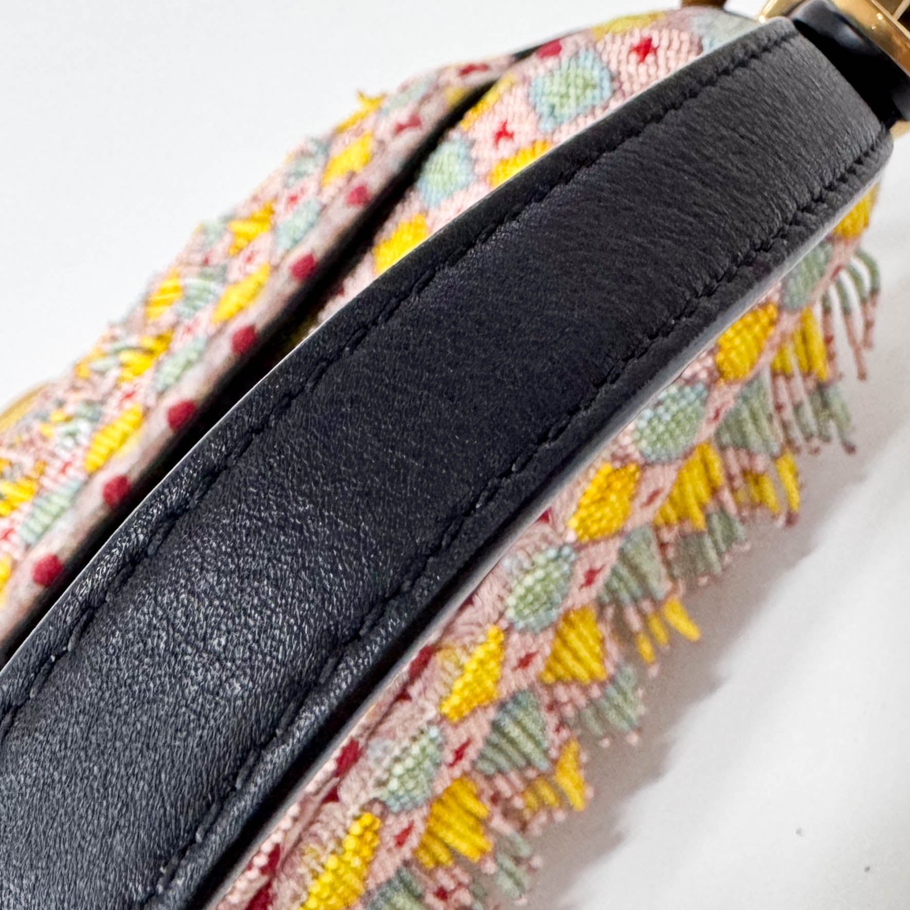 Multicolor Beaded Tassel Mini Saddle Bag