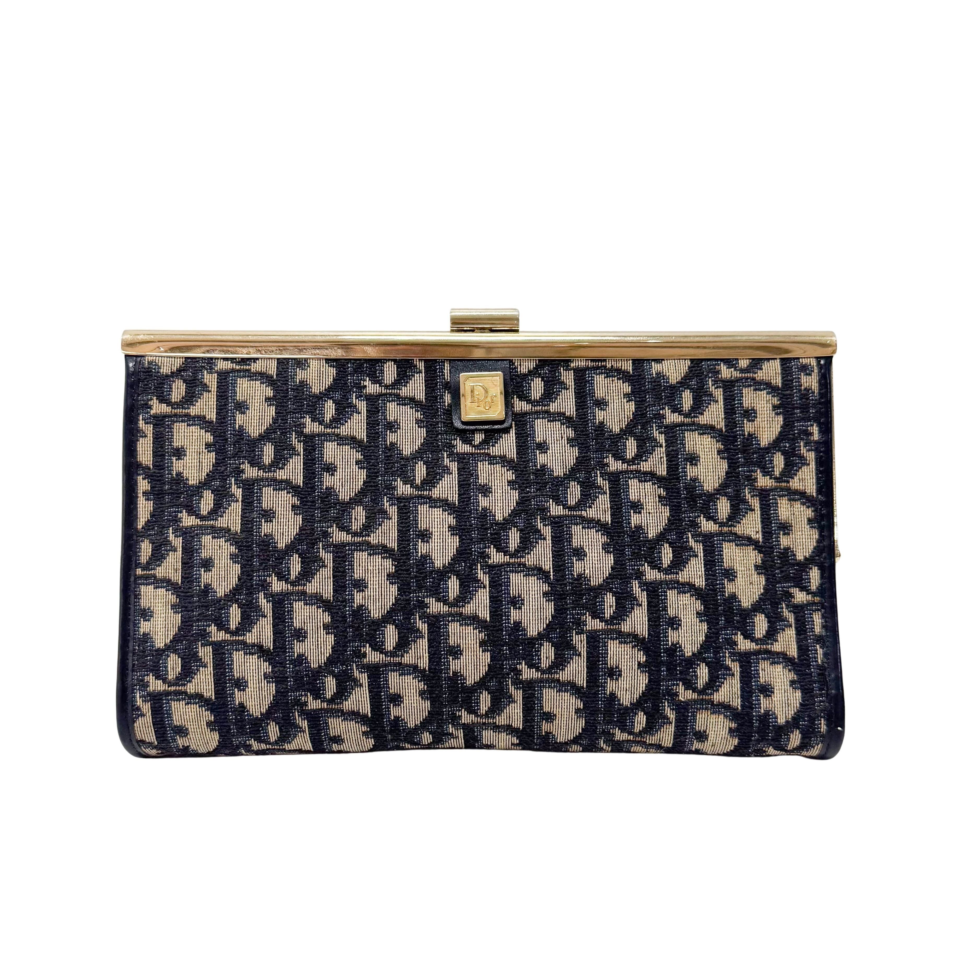 Trotter Navy Canvas Clutch Bag