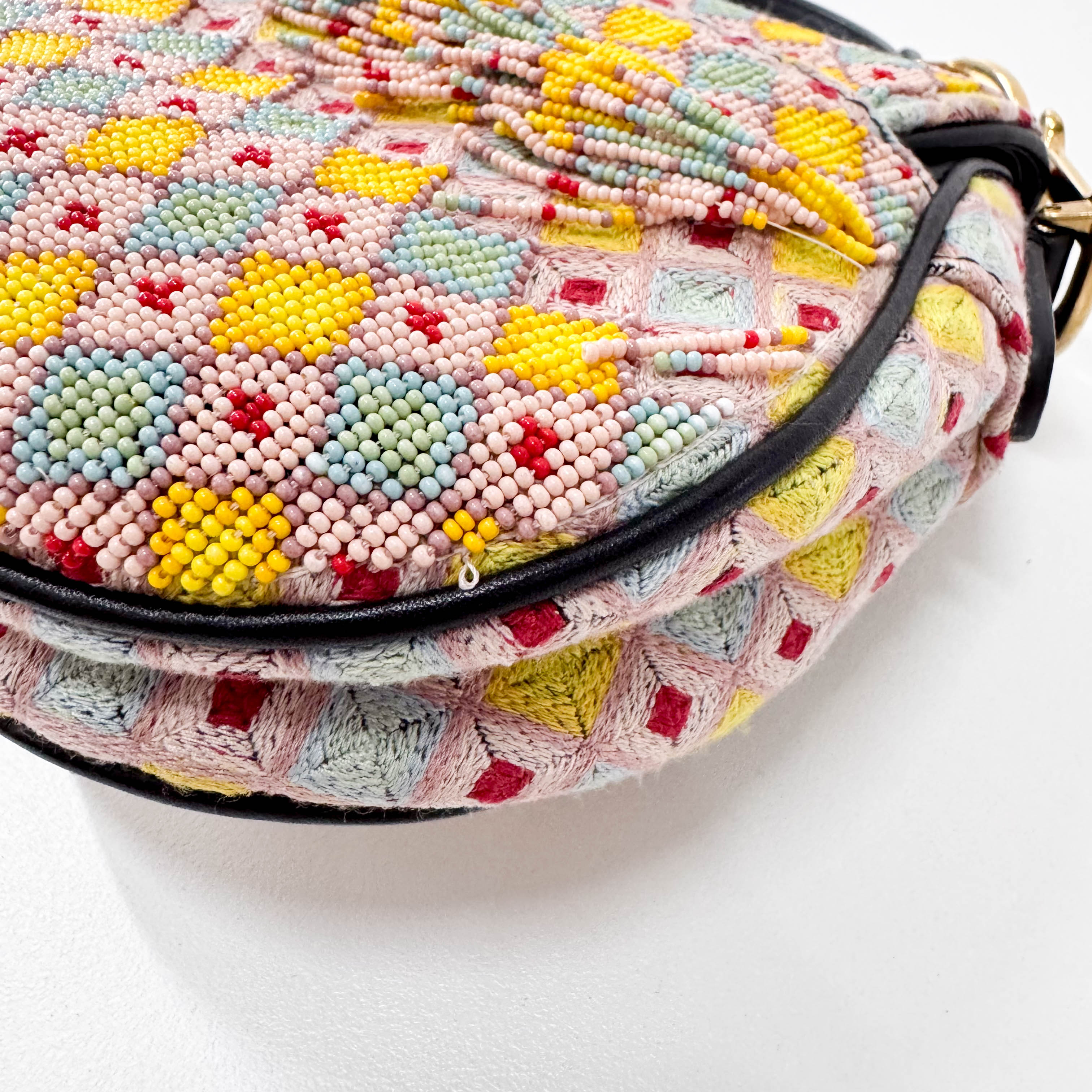 Multicolor Beaded Tassel Mini Saddle Bag