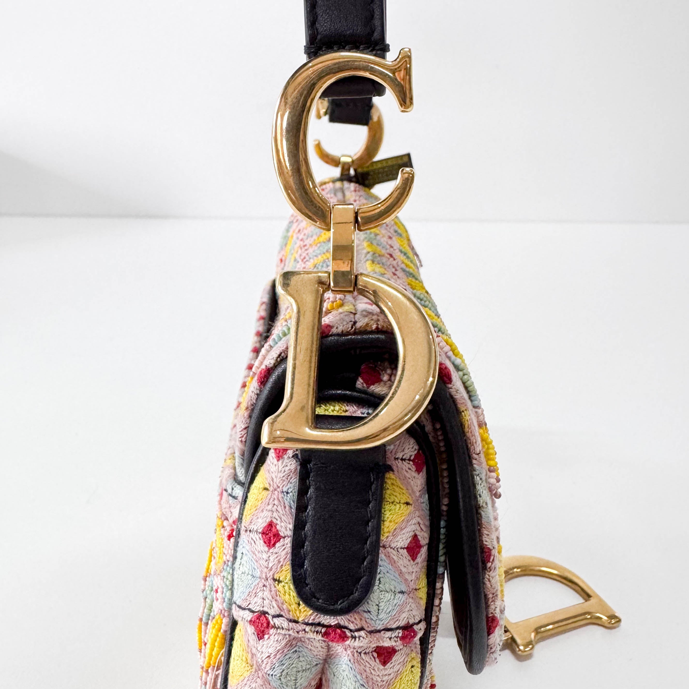 Multicolor Beaded Tassel Mini Saddle Bag