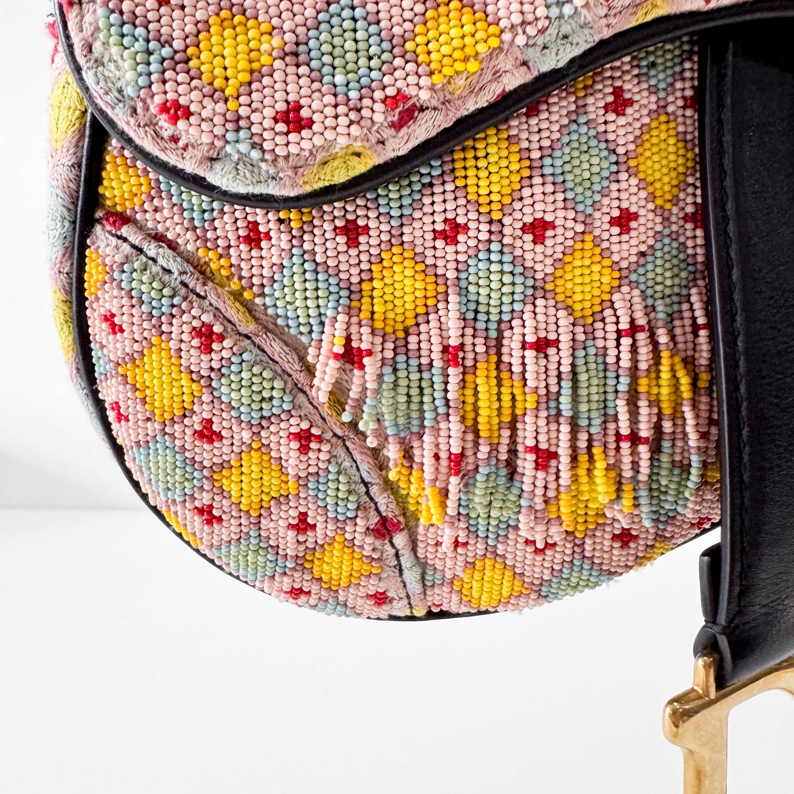 Multicolor Beaded Tassel Mini Saddle Bag