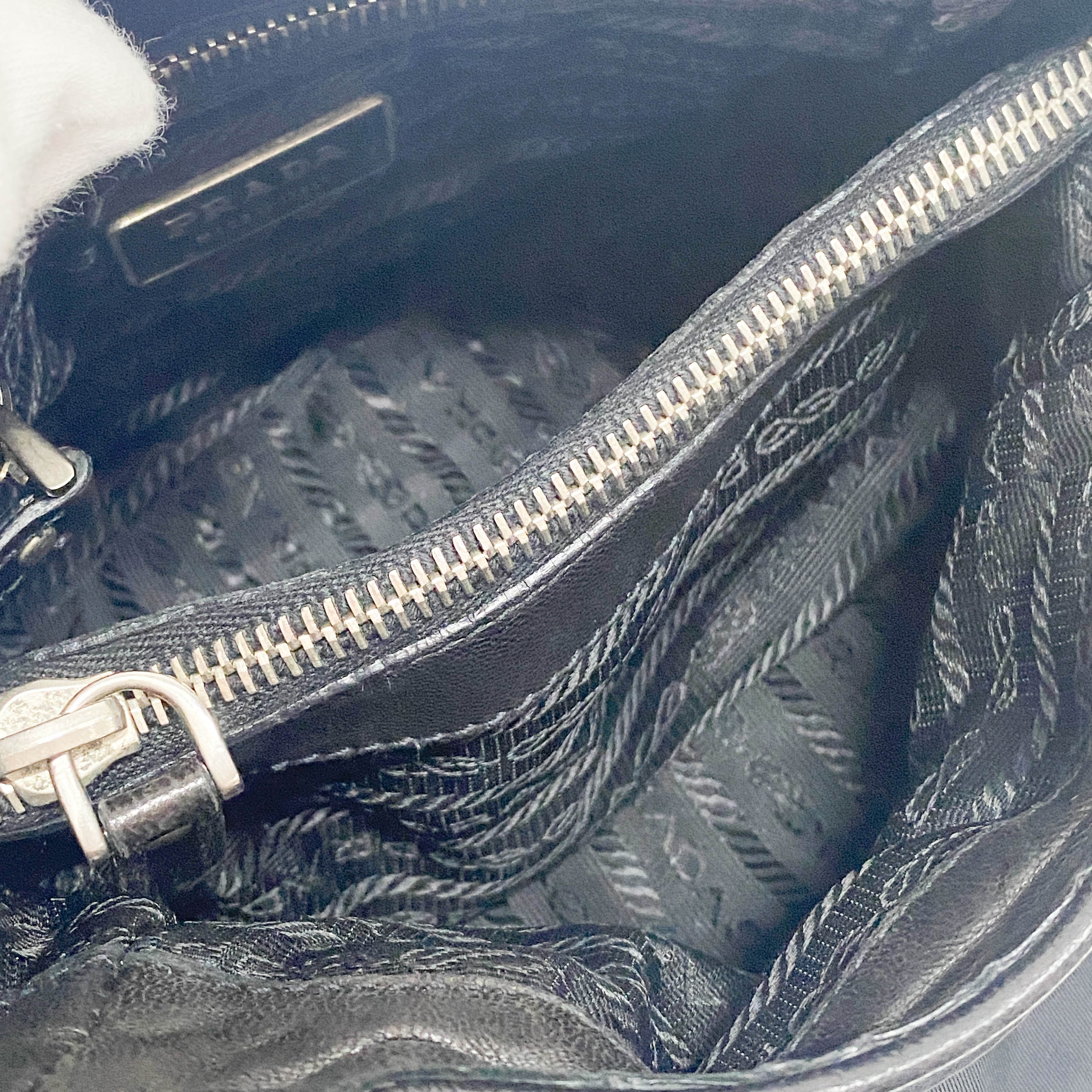 Mini Black Nylon & Leather Studs Shoulder Bag