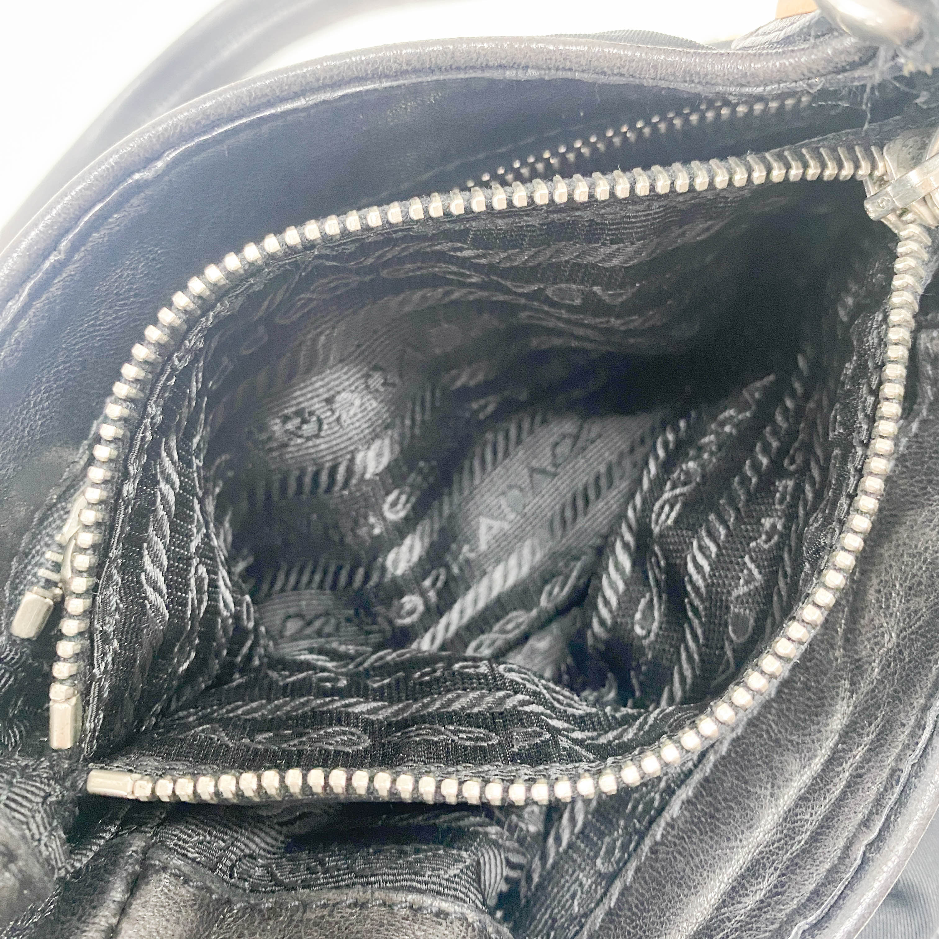 Mini Black Nylon & Leather Studs Shoulder Bag