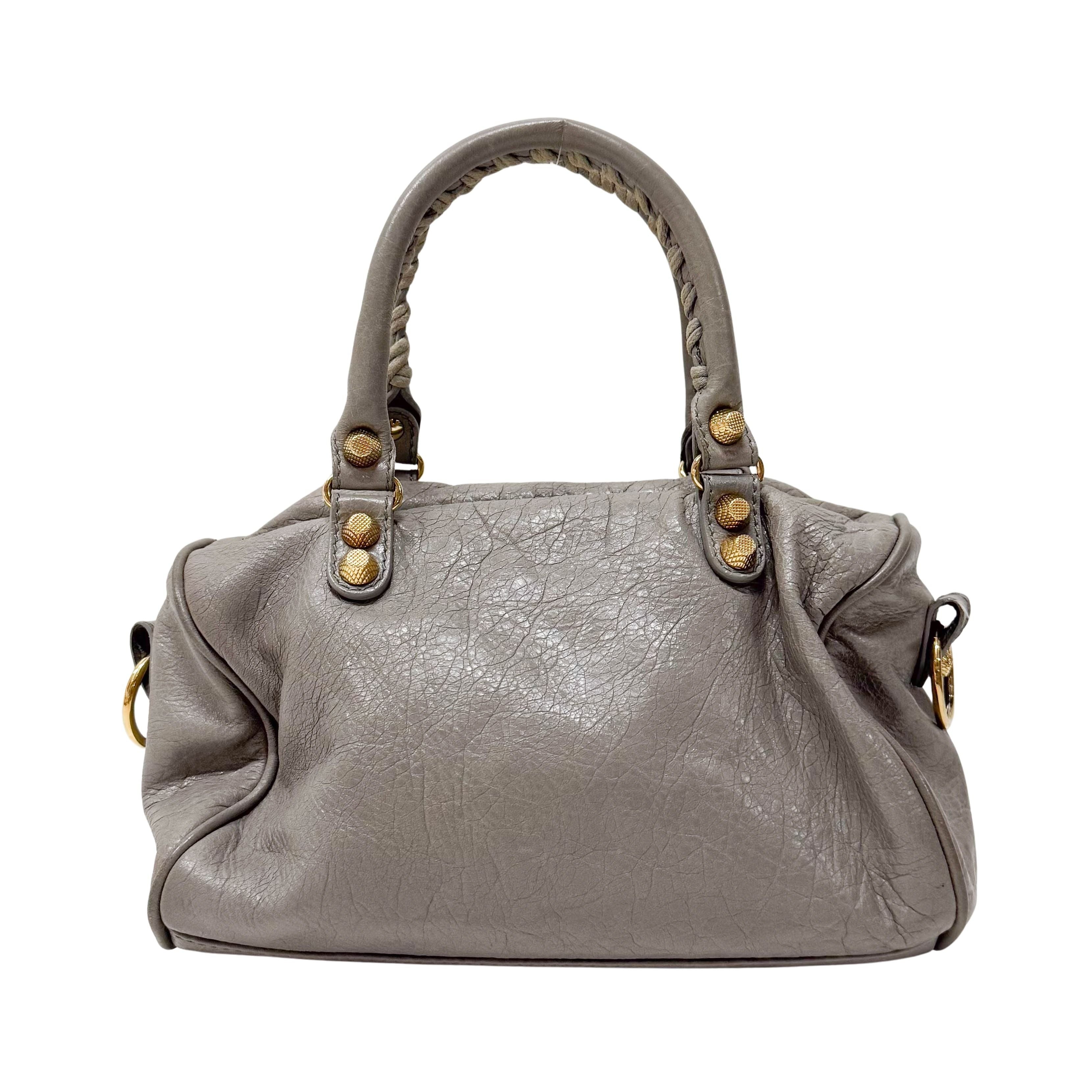 The City Mini Grey Calfskin Leather Two Way Bag