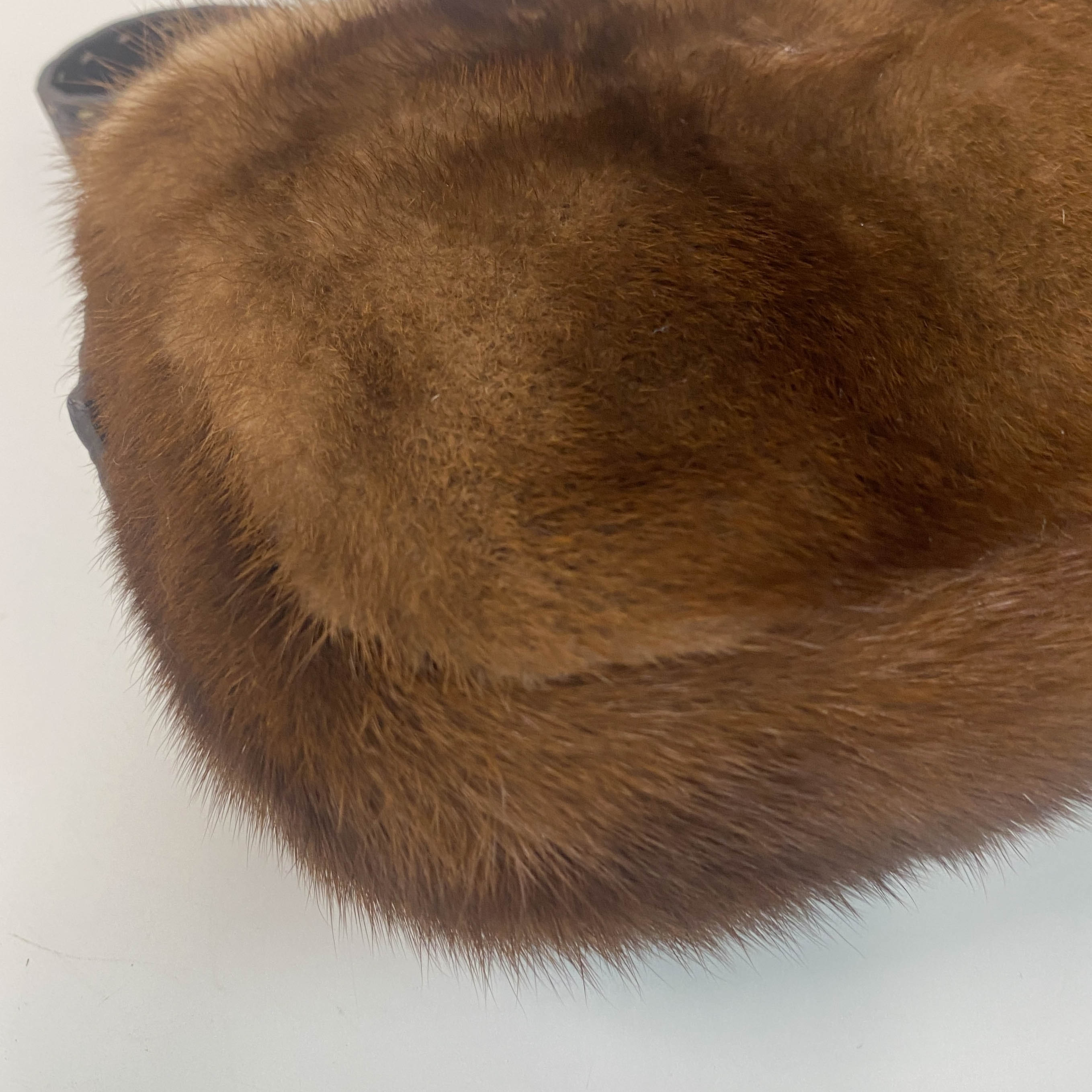 Baguette Brown Fur with Flower Selleria Shoulder Bag