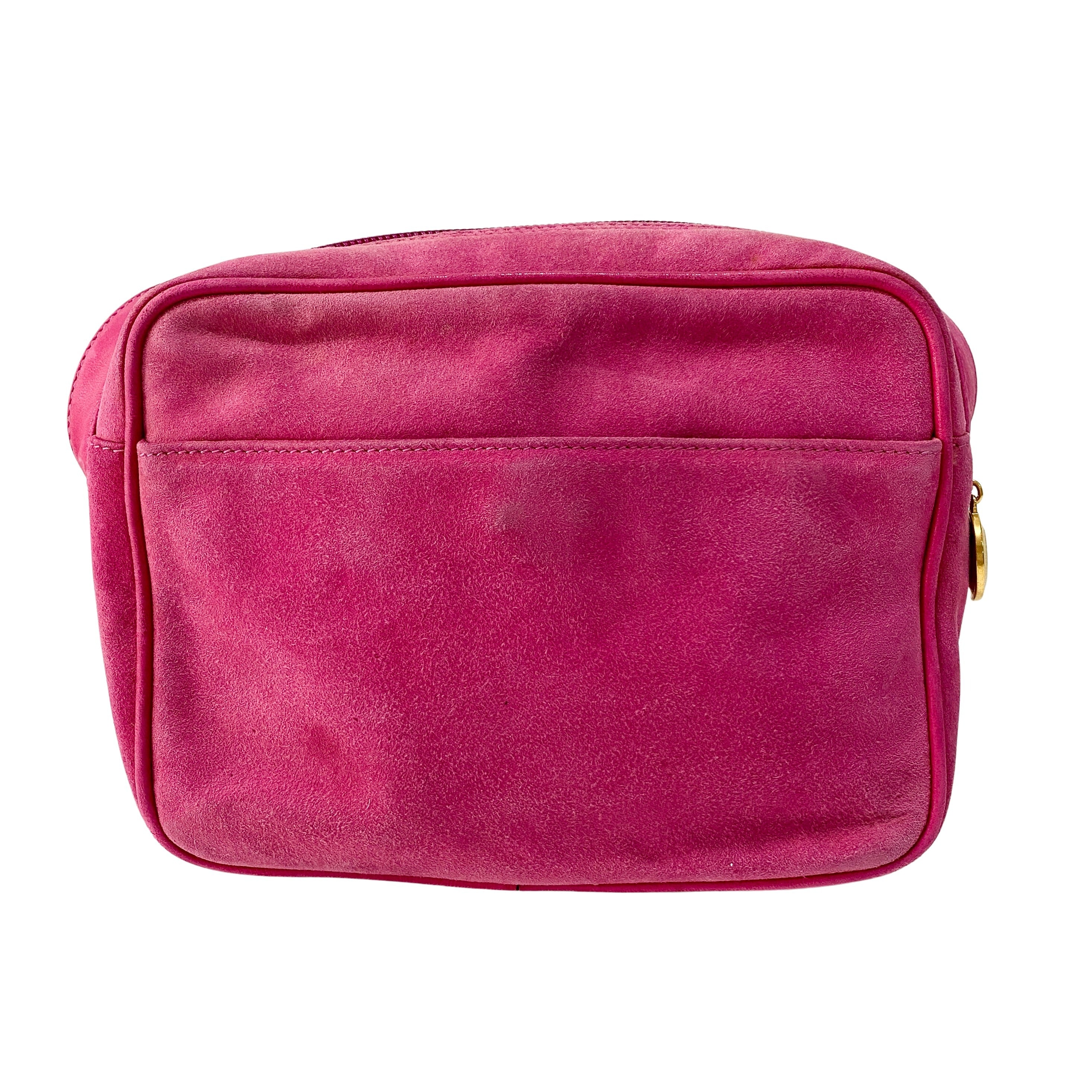 Horsebit Pink Suede Shoulder Bag