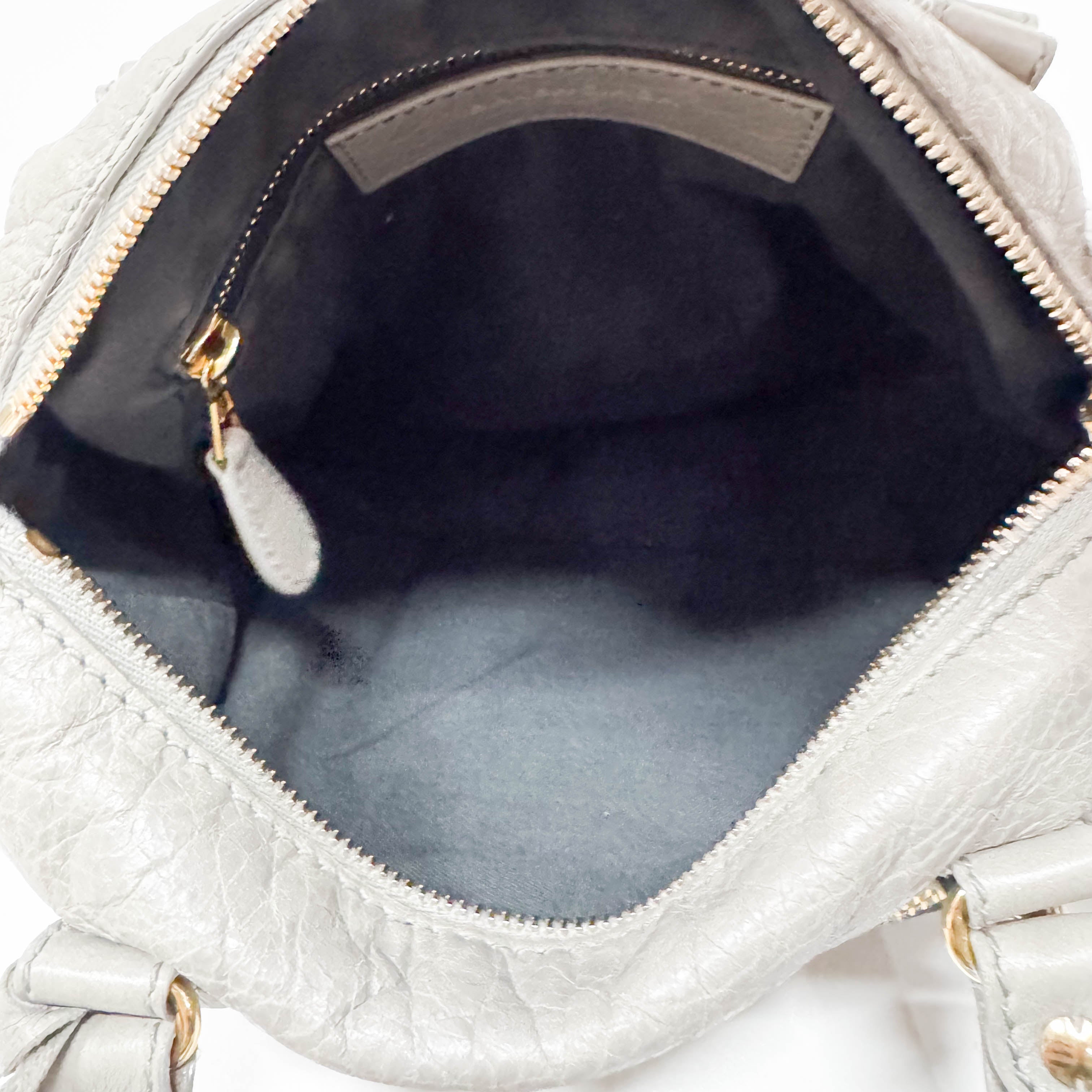 The City Mini Grey Calfskin Leather Two Way Bag