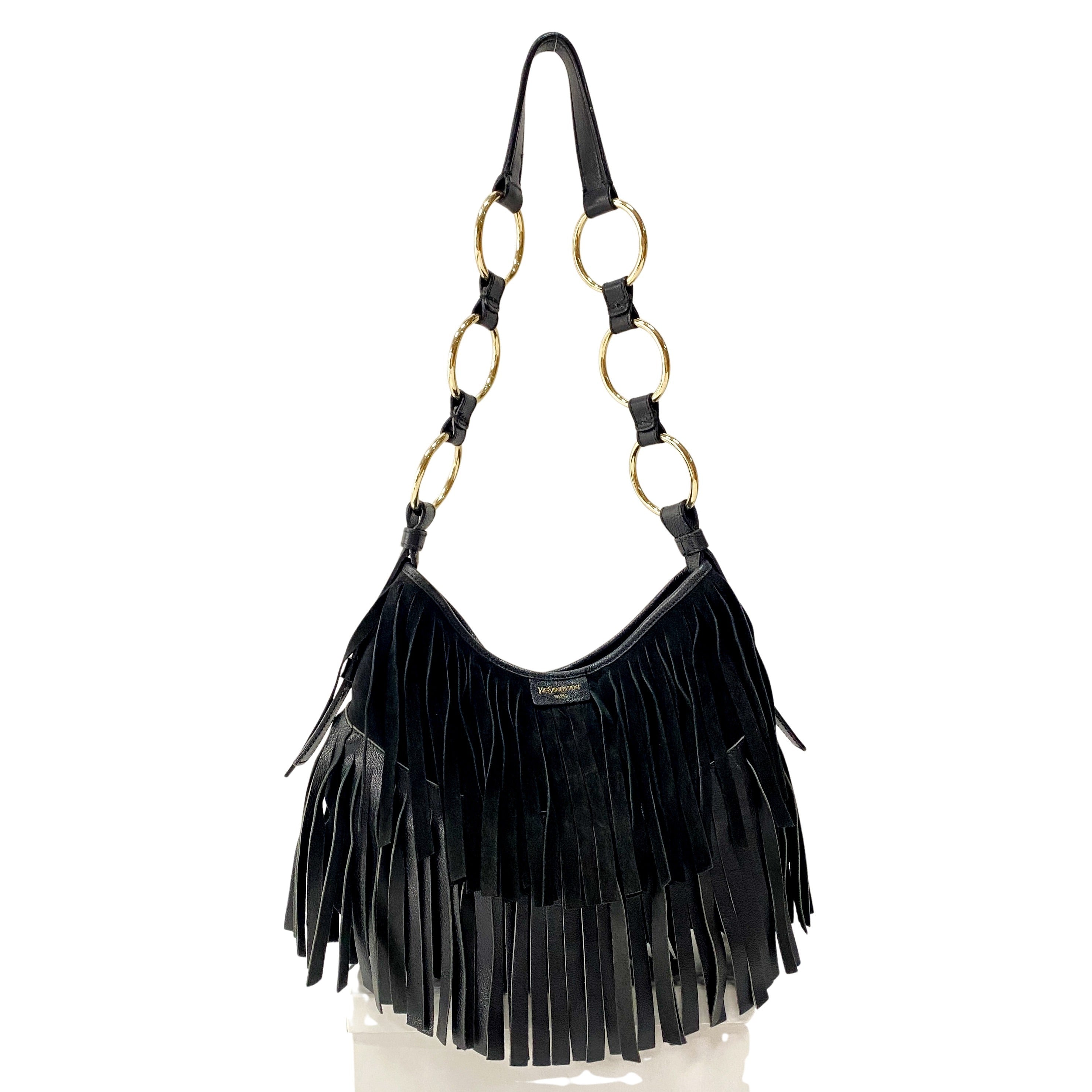 Boheme Black Leather & Suede Shoulder Bag