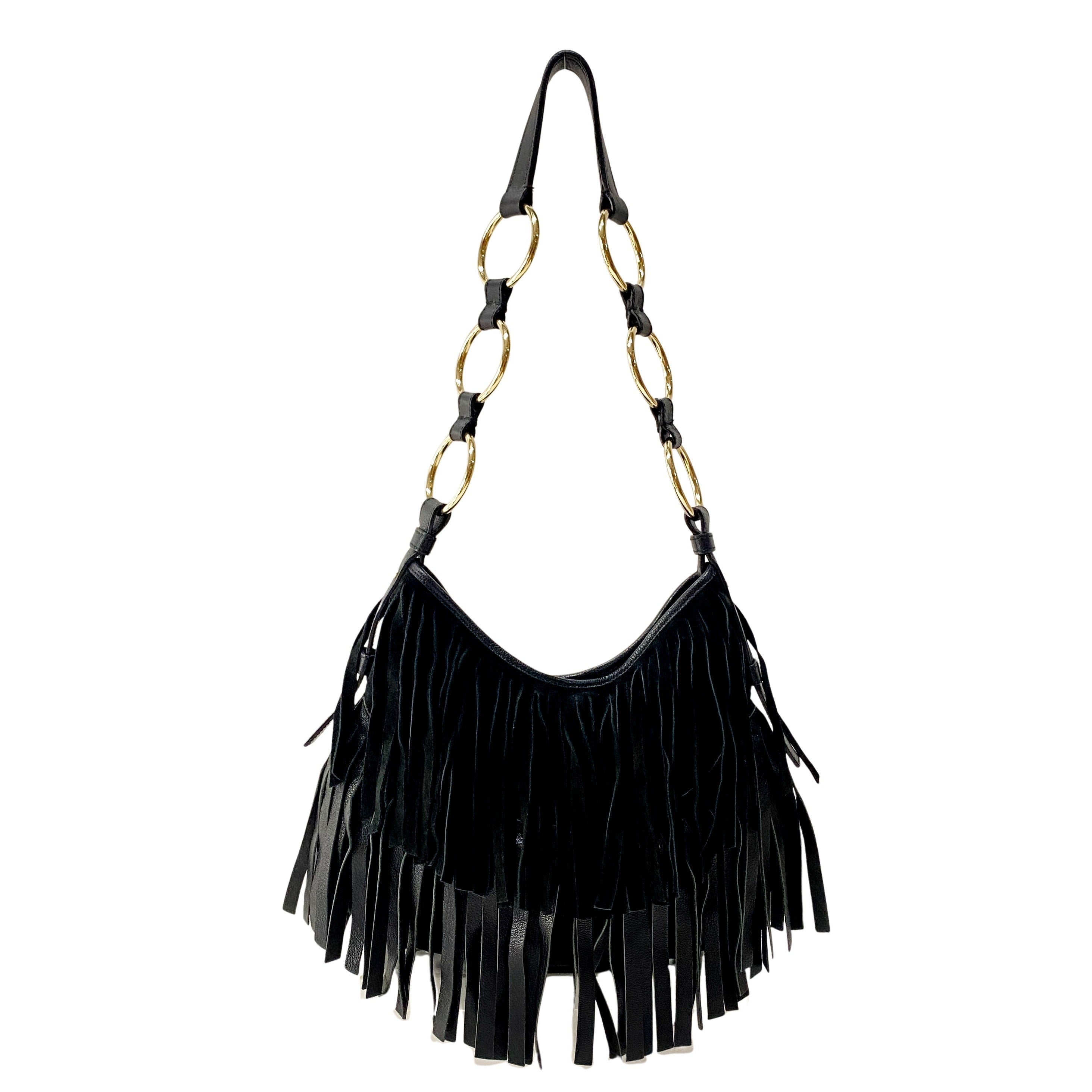 Boheme Black Leather & Suede Shoulder Bag