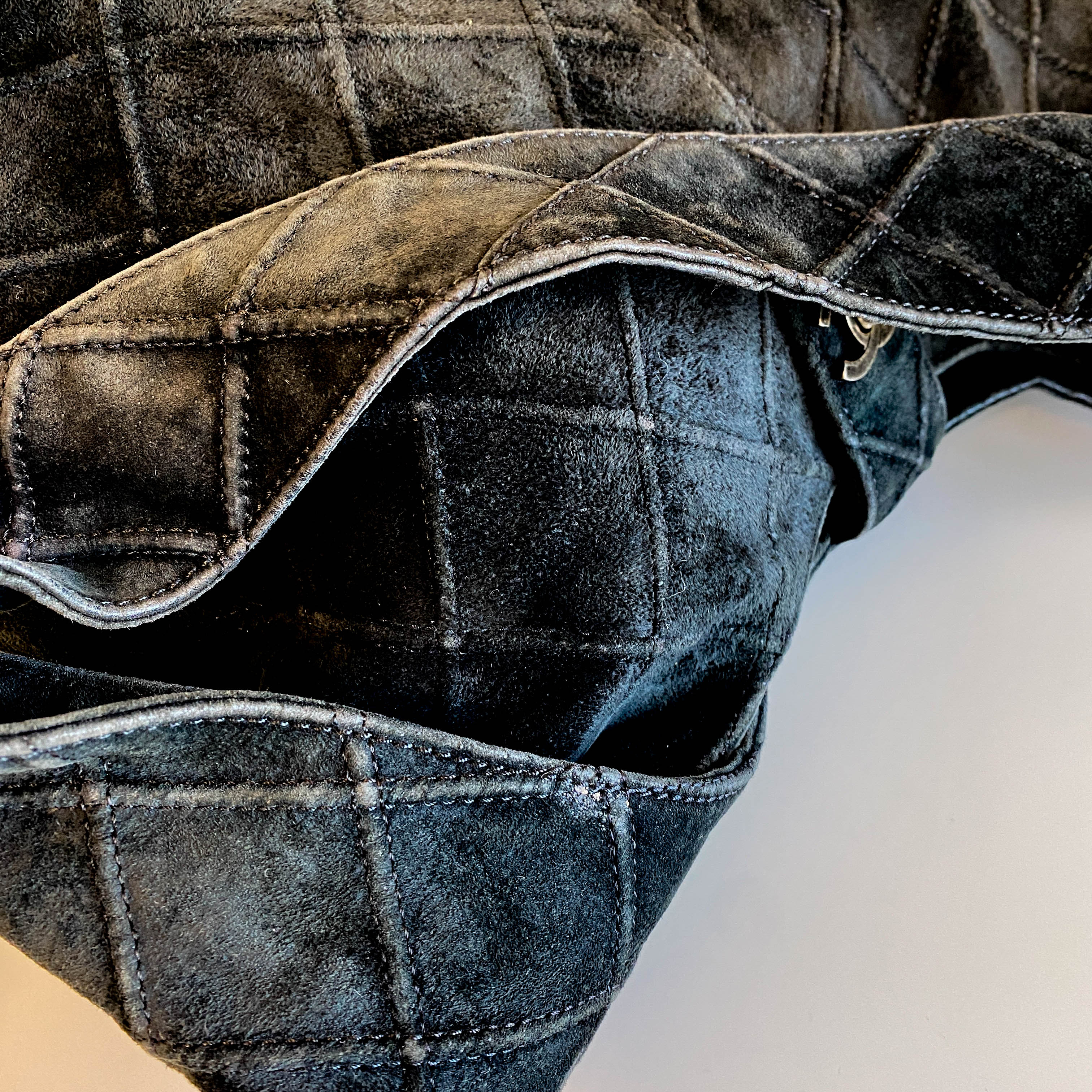 Quilted Hobo Black Suede Shoulder Bag