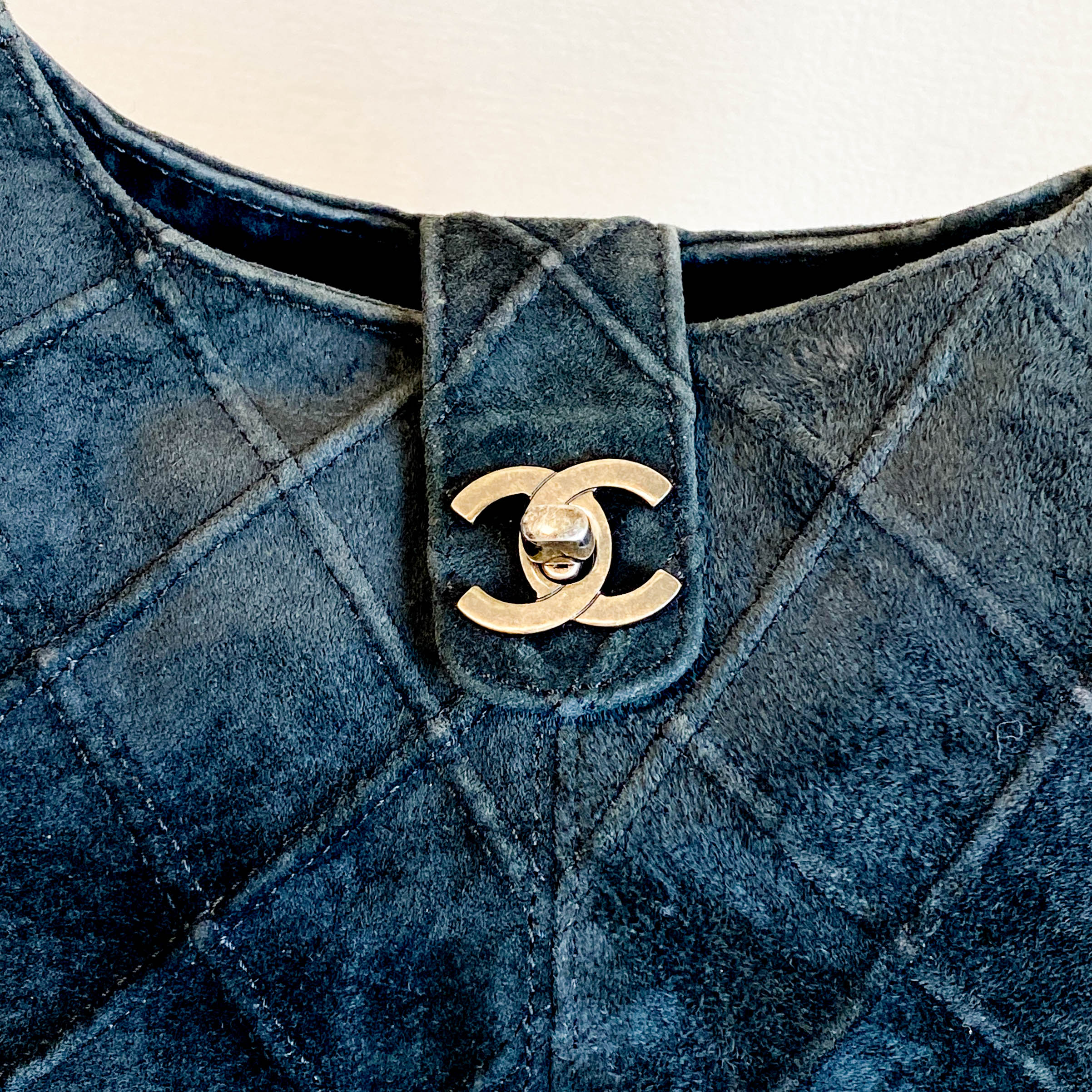 Quilted Hobo Black Suede Shoulder Bag