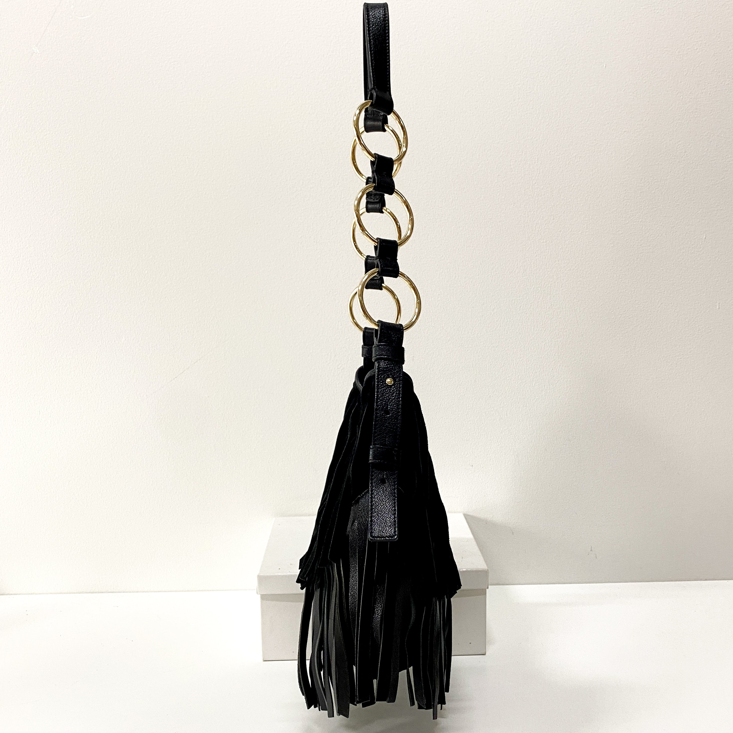 Boheme Black Leather & Suede Shoulder Bag