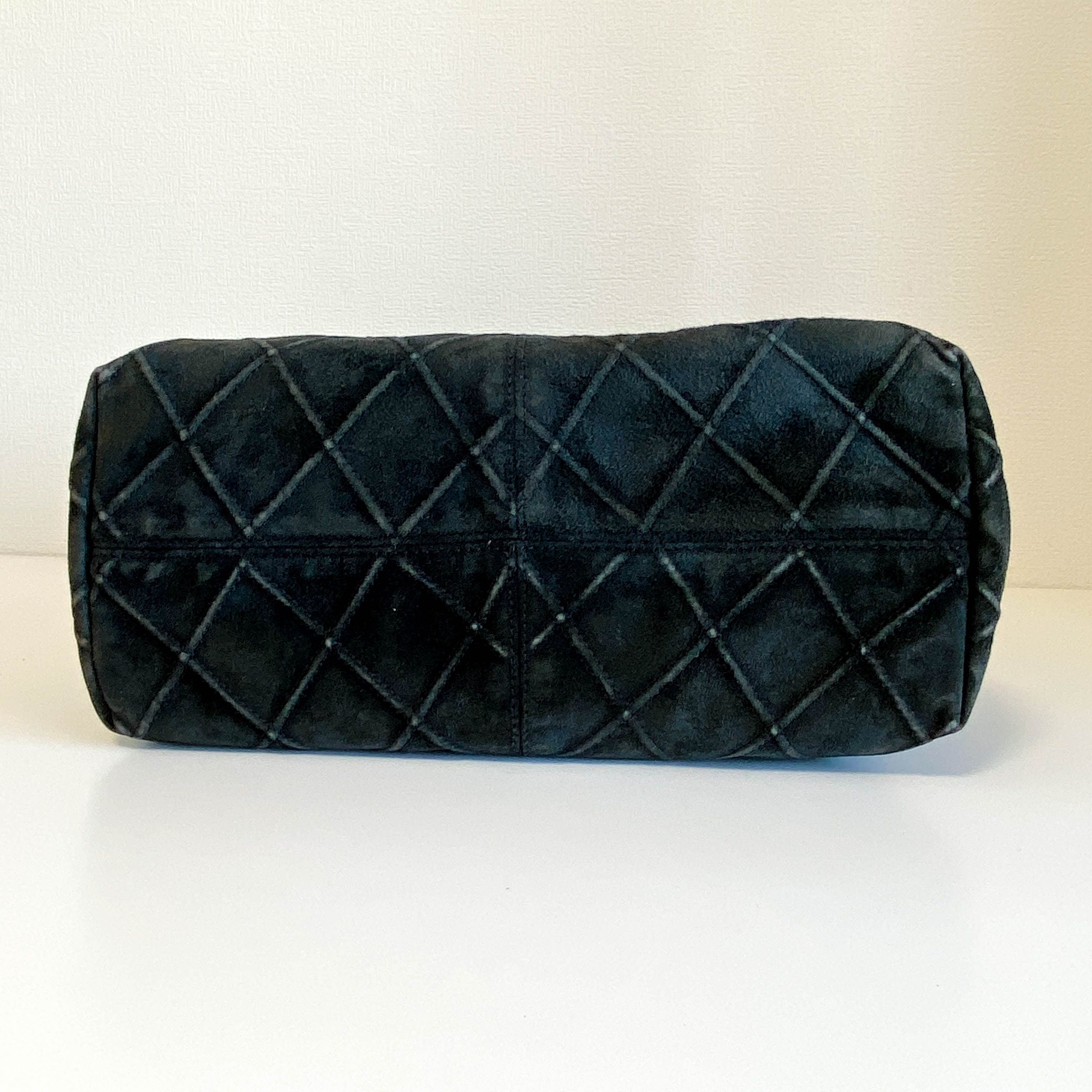 Quilted Hobo Black Suede Shoulder Bag