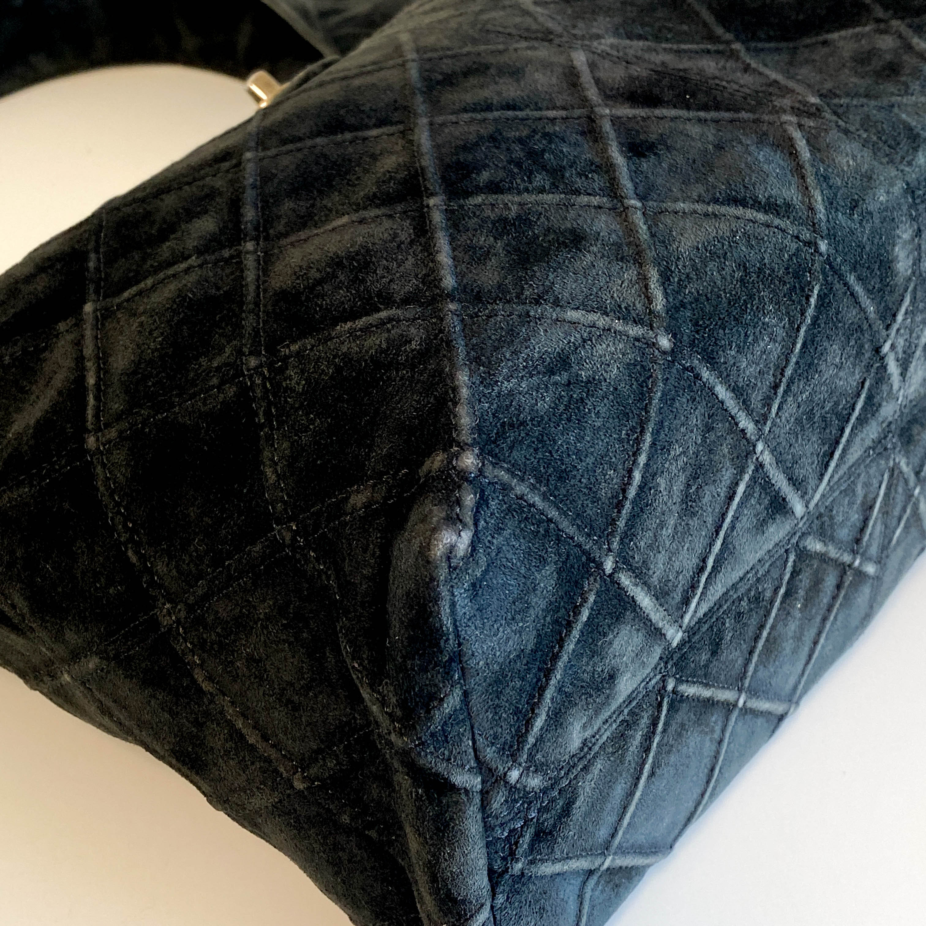 Quilted Hobo Black Suede Shoulder Bag