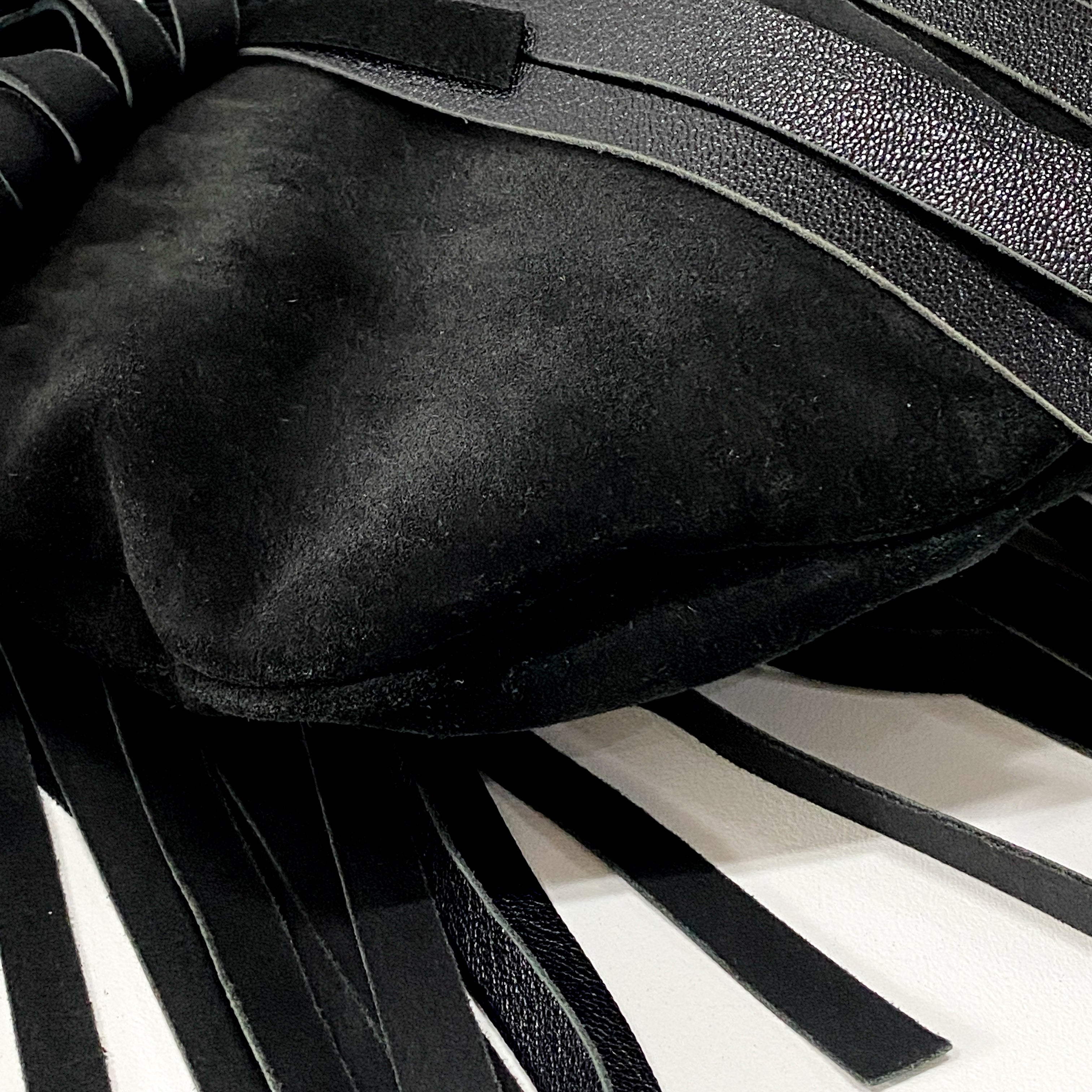 Boheme Black Leather & Suede Shoulder Bag