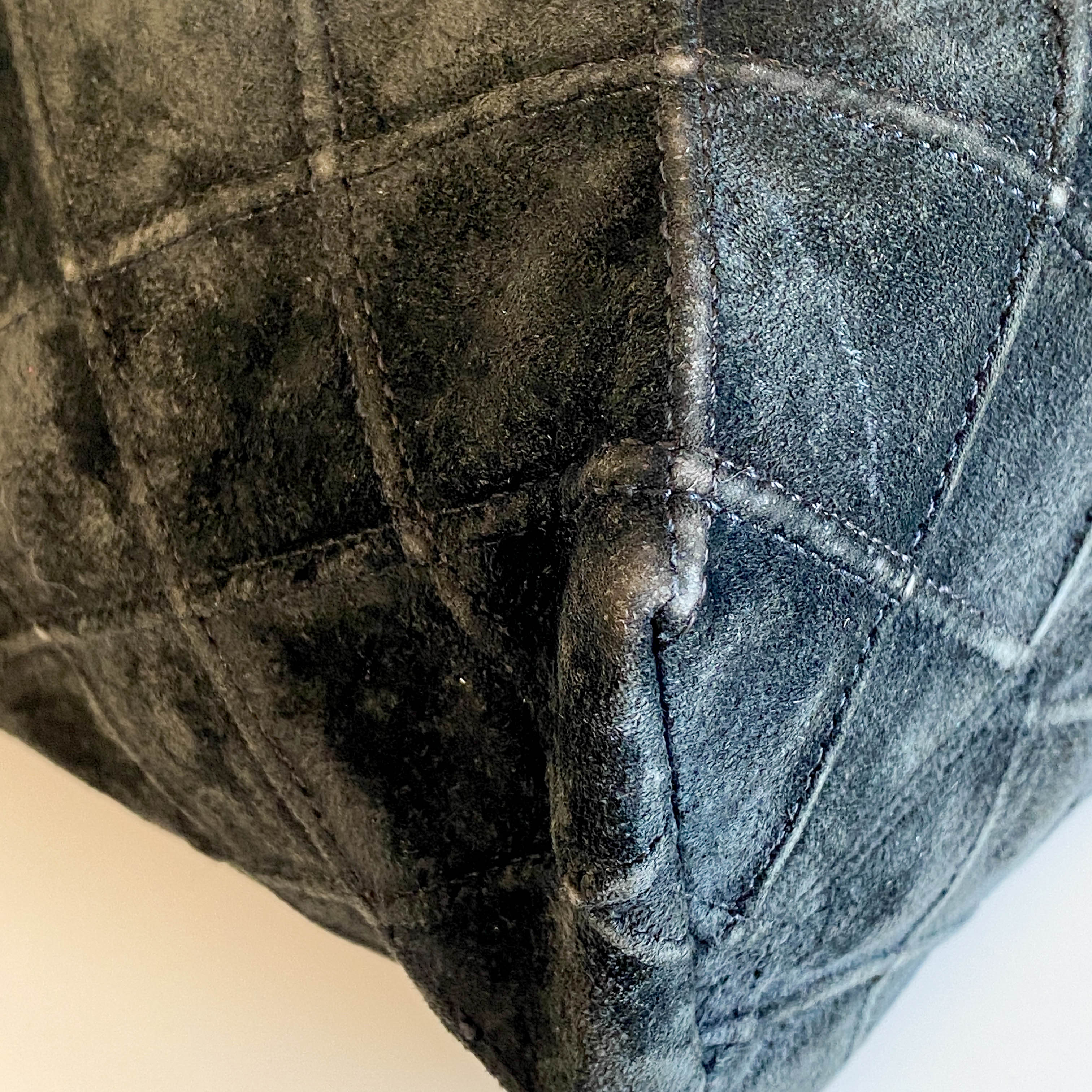 Quilted Hobo Black Suede Shoulder Bag