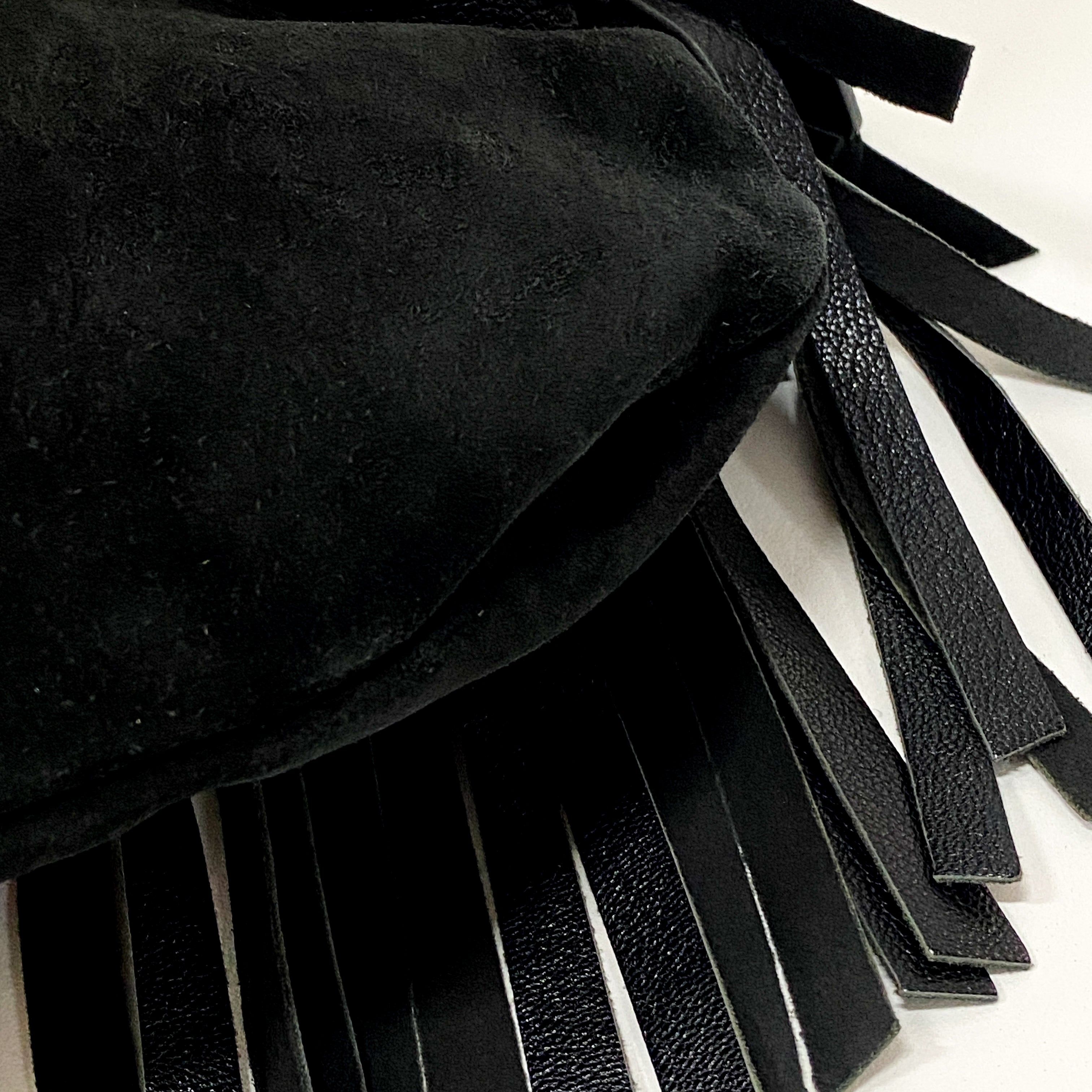 Boheme Black Leather & Suede Shoulder Bag