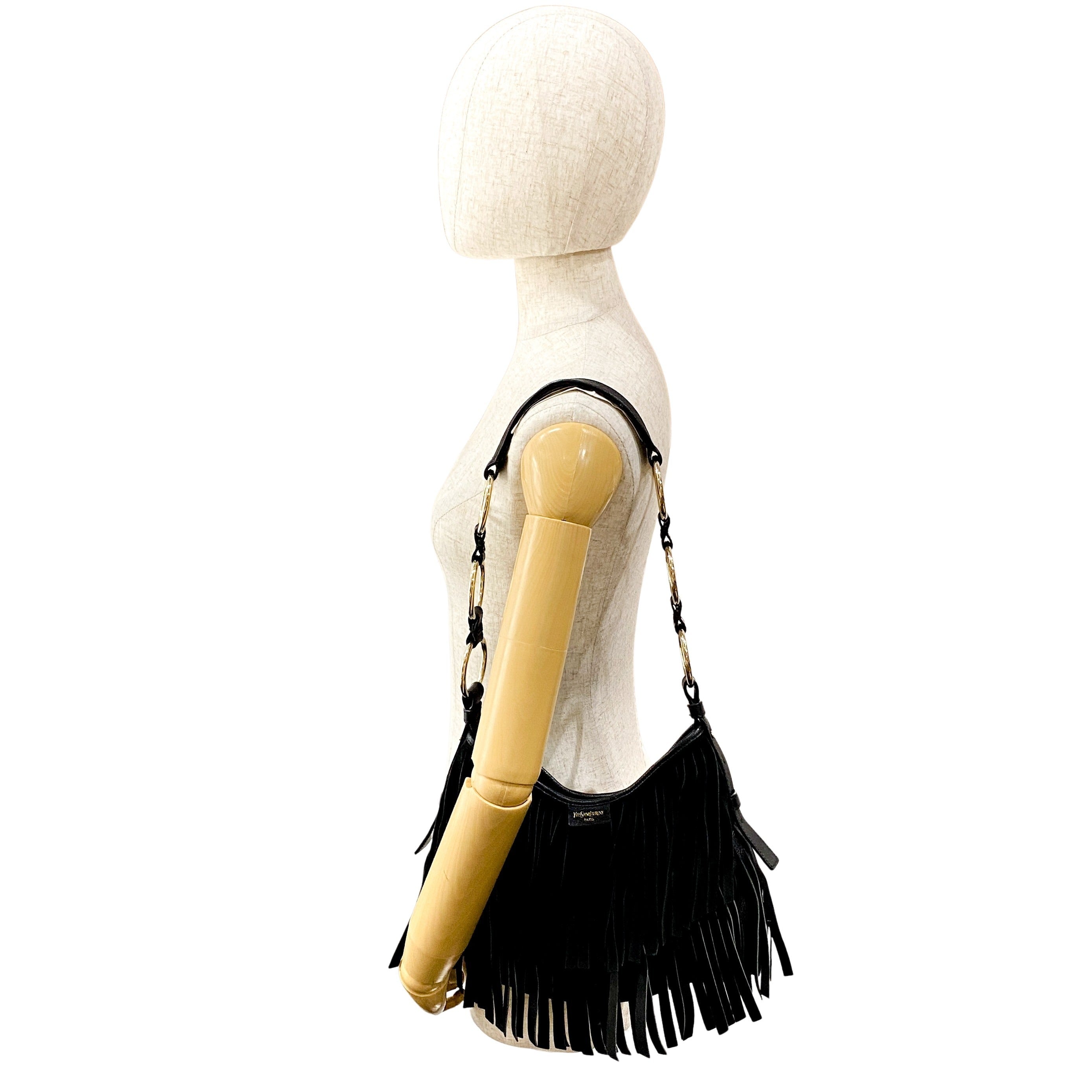 Boheme Black Leather & Suede Shoulder Bag