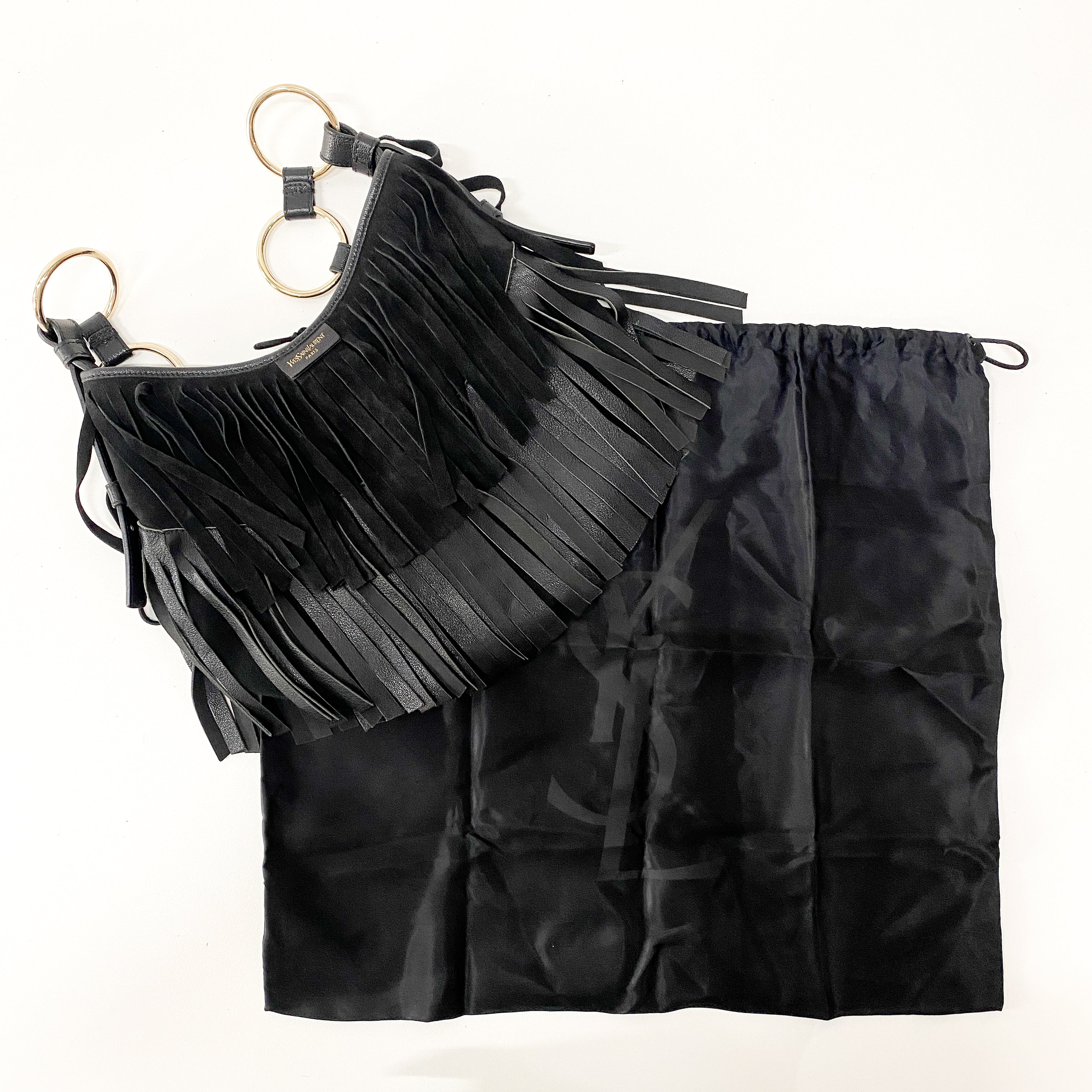 Boheme Black Leather & Suede Shoulder Bag