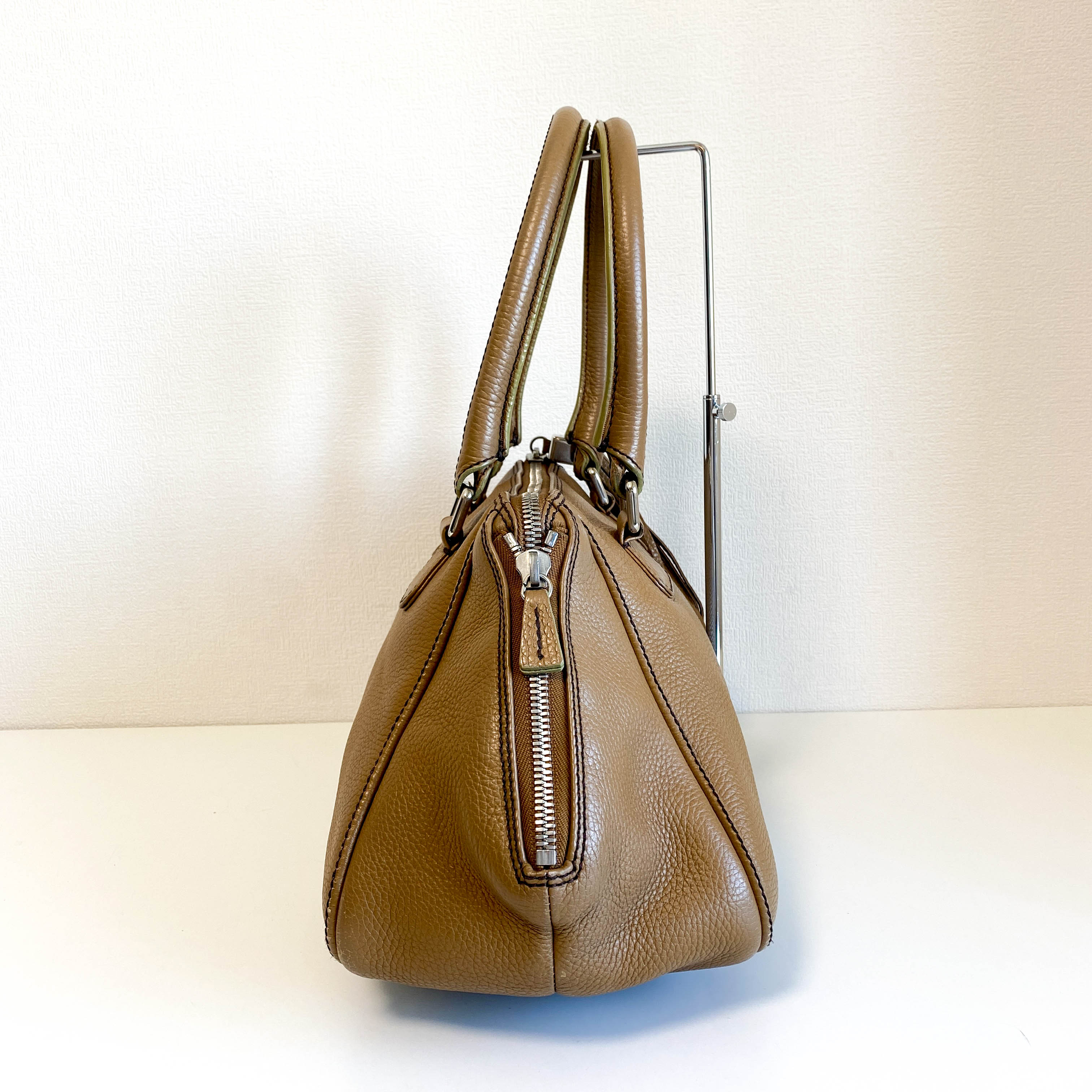 Y2K Vintage Brown Leather Top Handle Bag