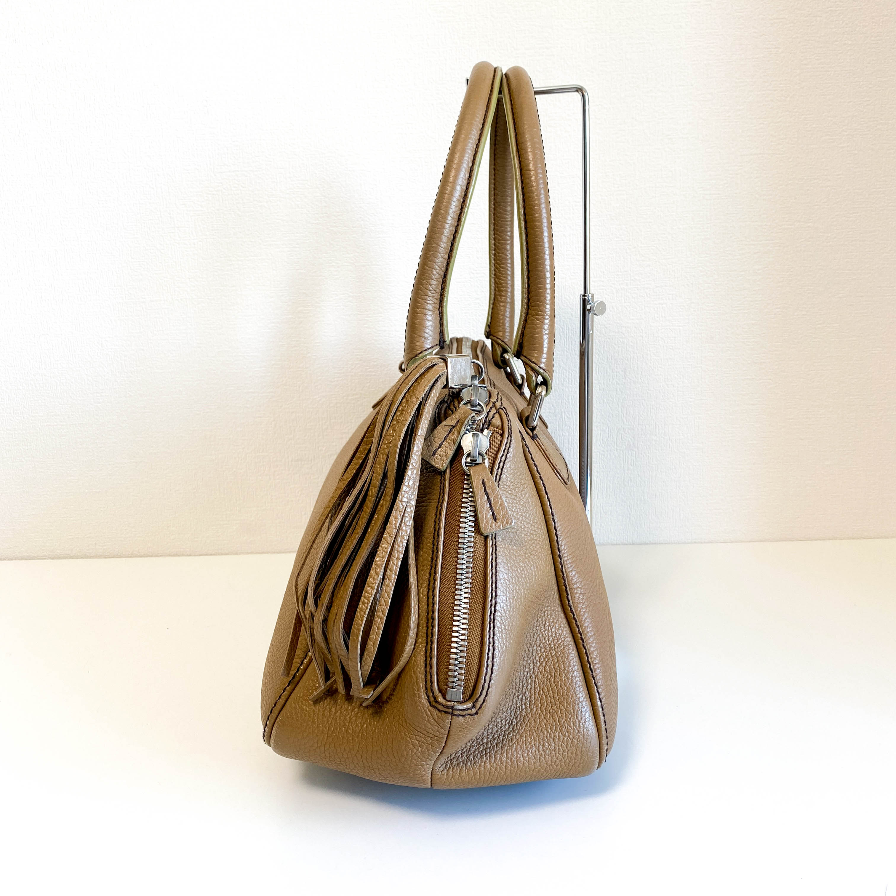 Y2K Vintage Brown Leather Top Handle Bag