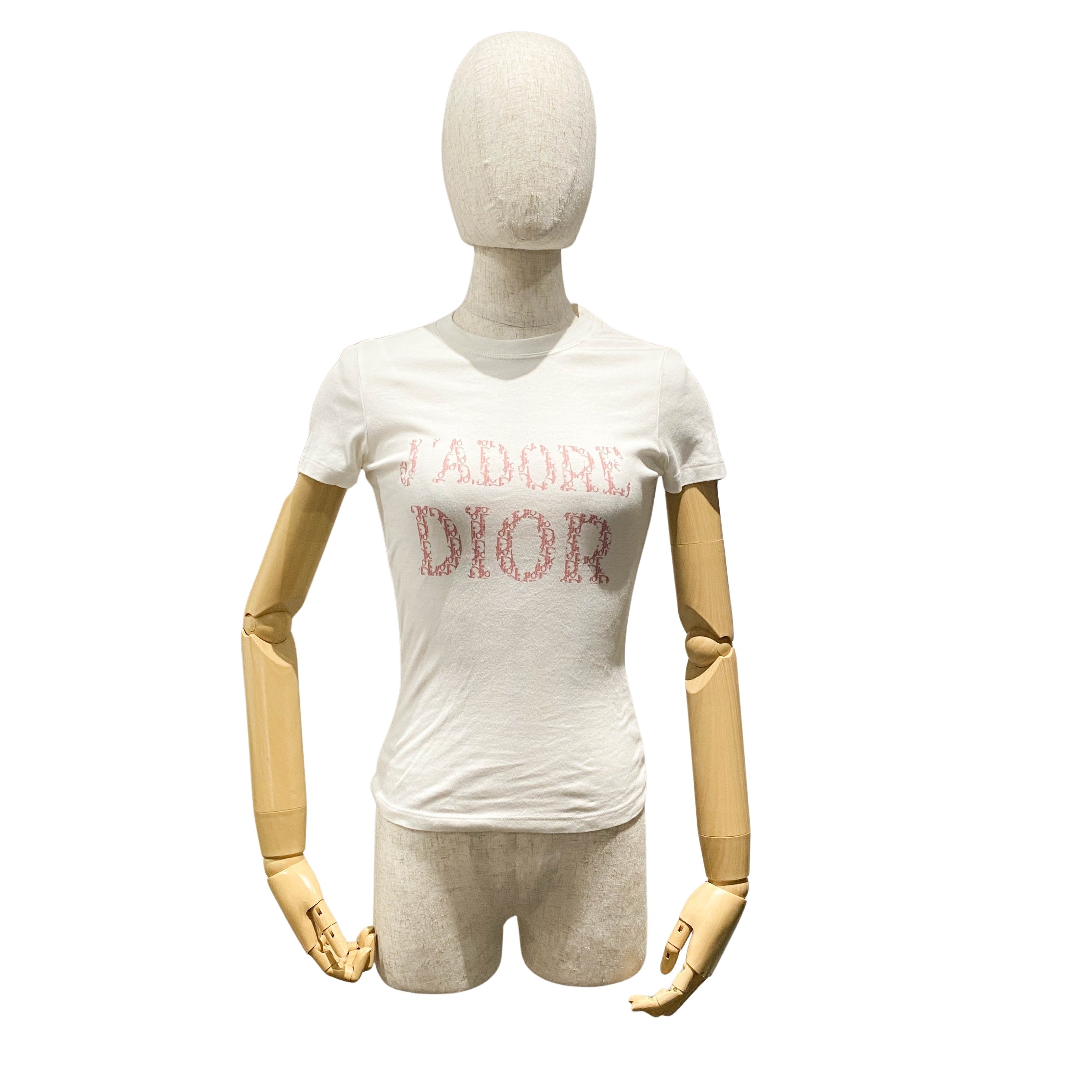 J'Adore Dior White T-Shirt with Pink Trotter Print