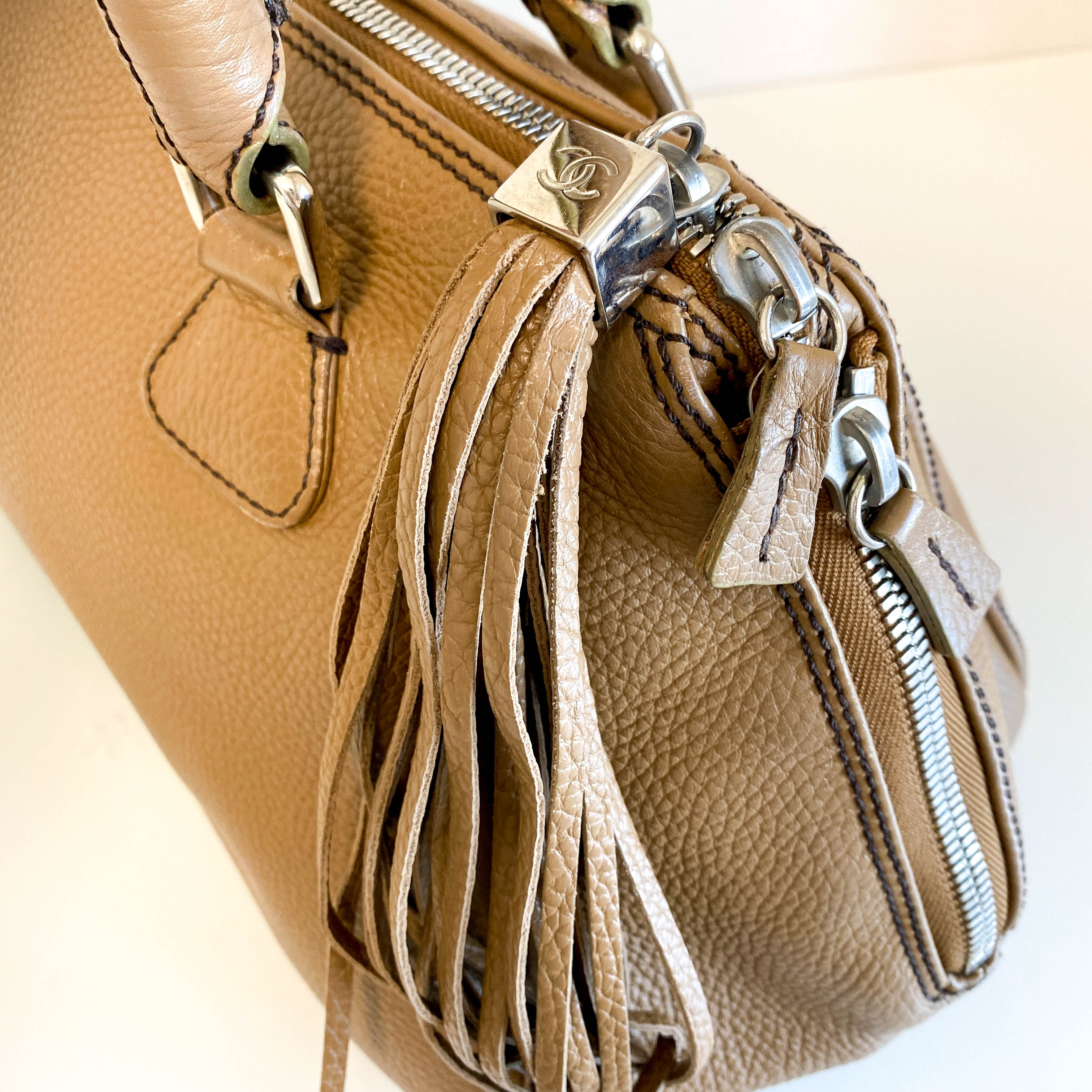 Y2K Vintage Brown Leather Top Handle Bag