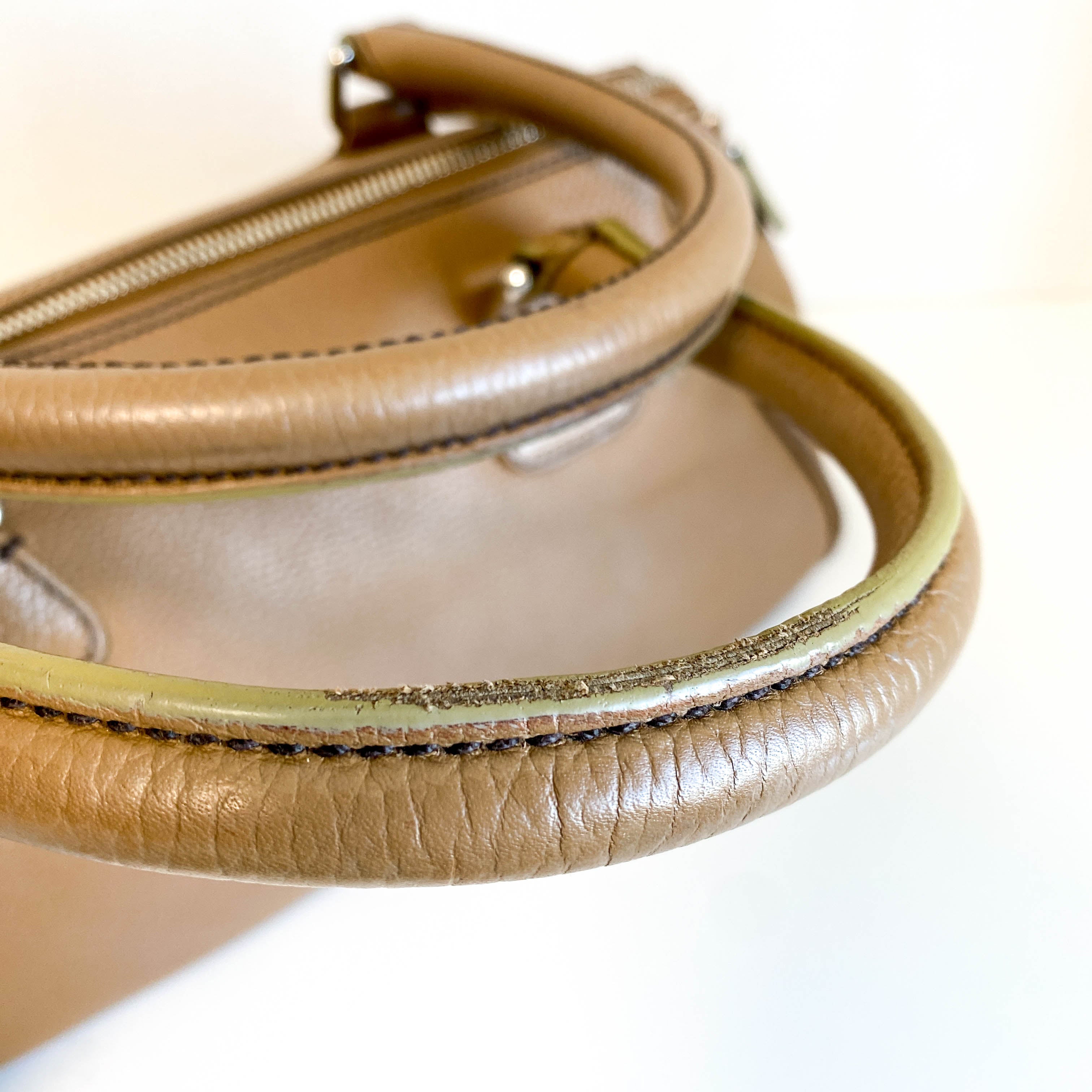 Y2K Vintage Brown Leather Top Handle Bag