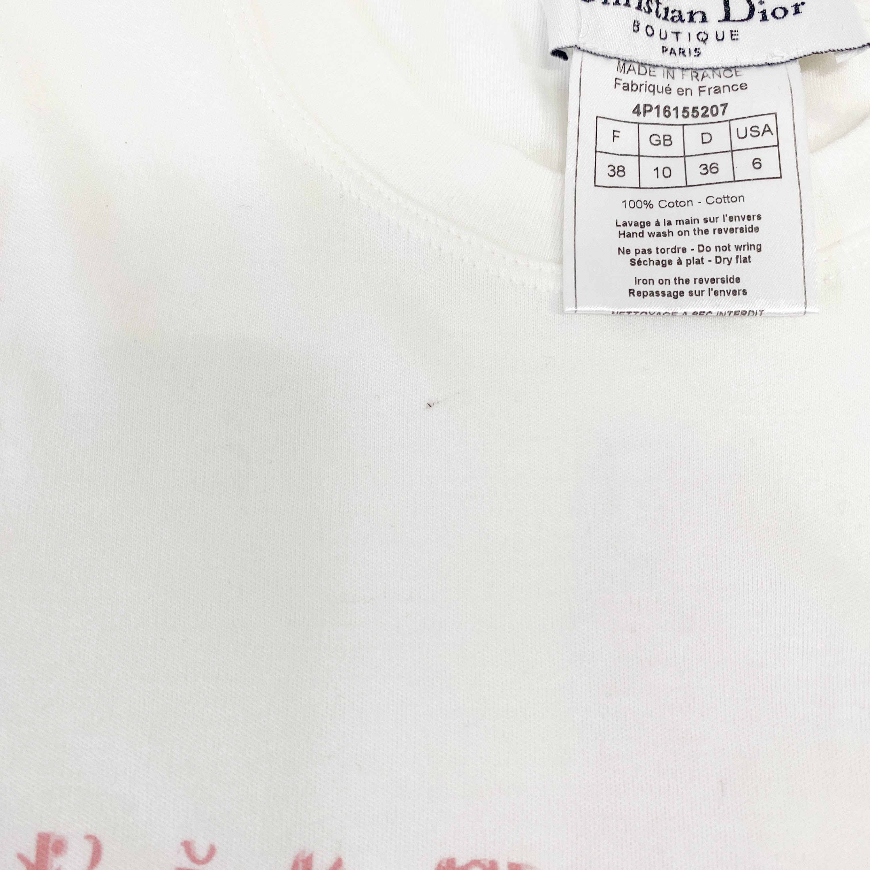 J'Adore Dior White T-Shirt with Pink Trotter Print