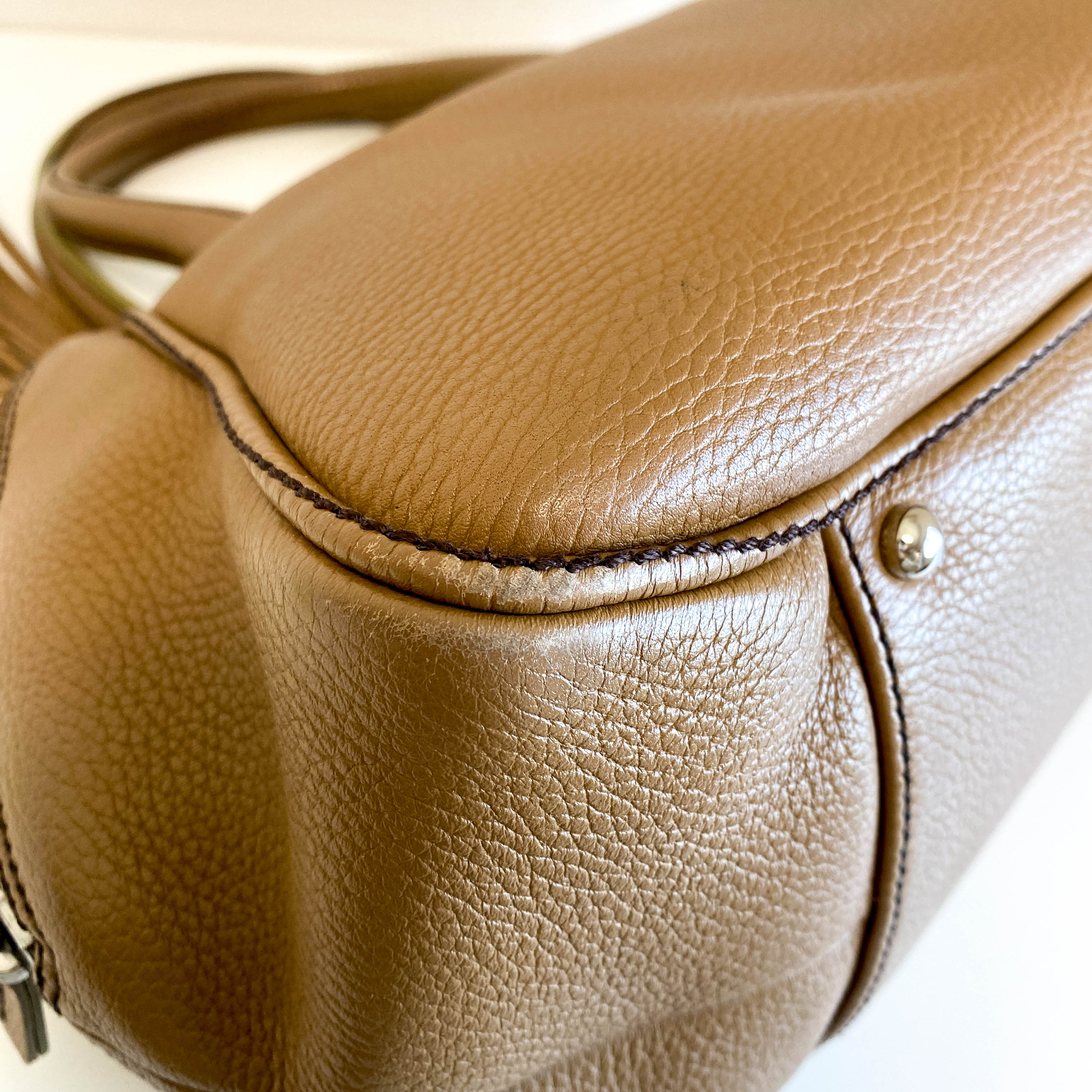Y2K Vintage Brown Leather Top Handle Bag