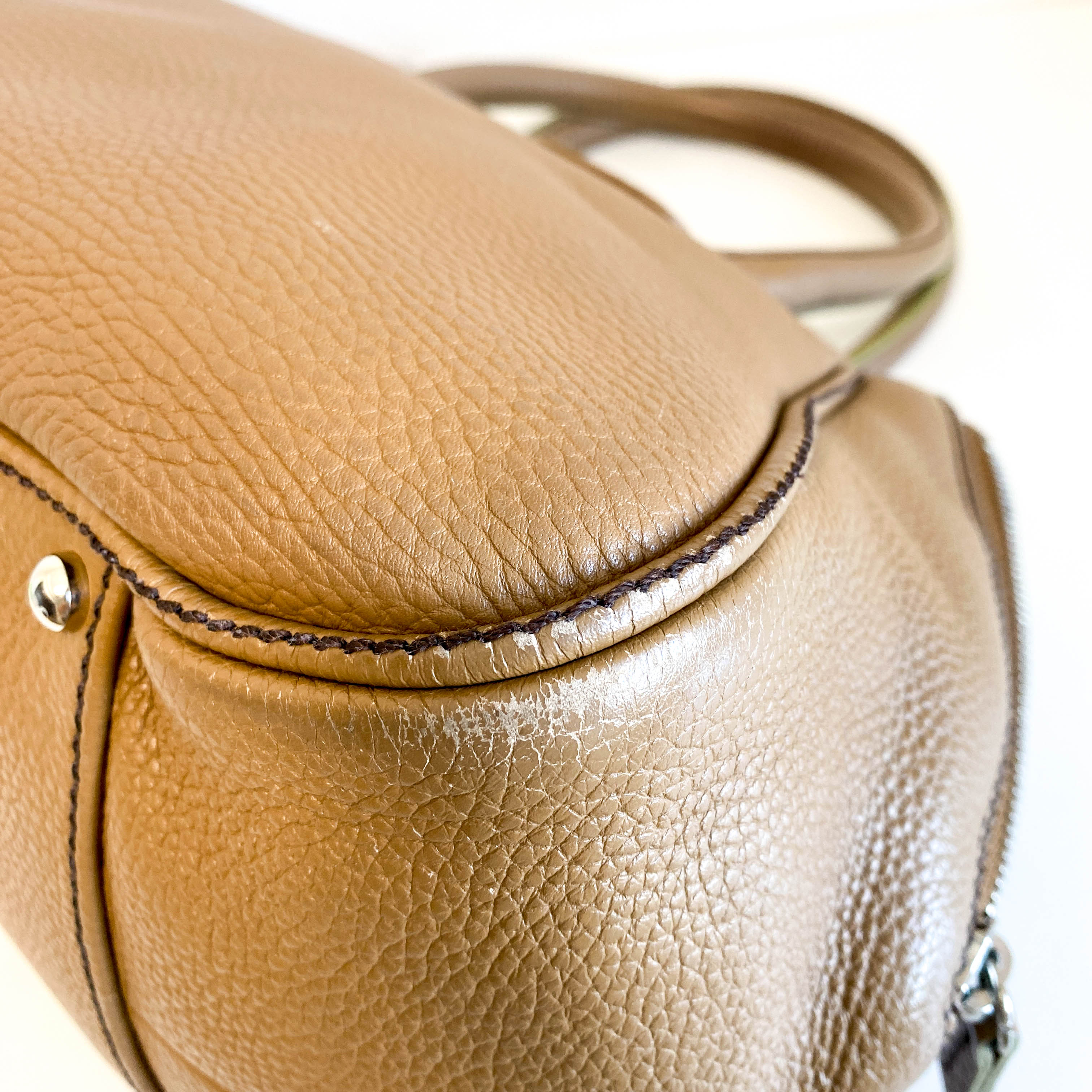Y2K Vintage Brown Leather Top Handle Bag