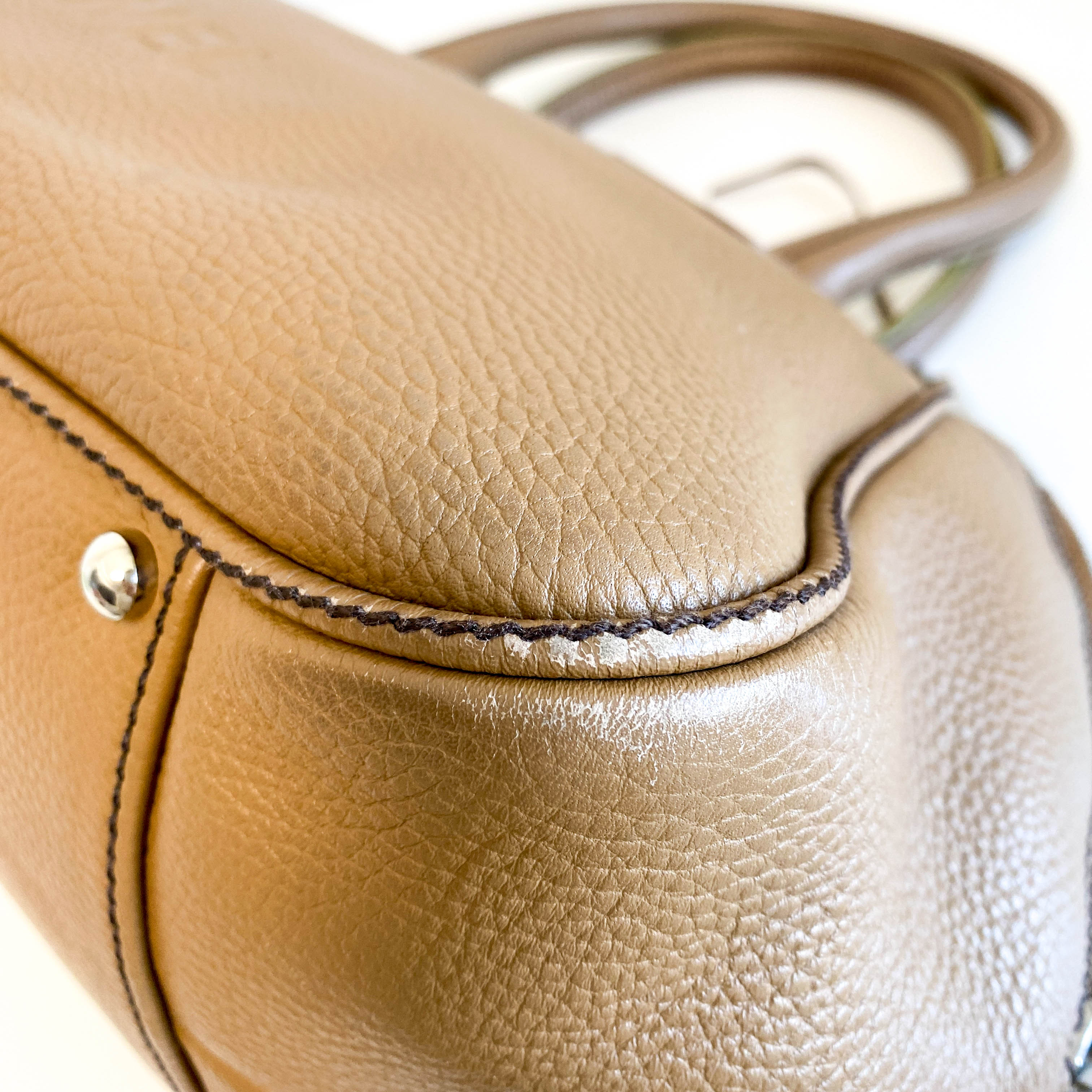 Y2K Vintage Brown Leather Top Handle Bag