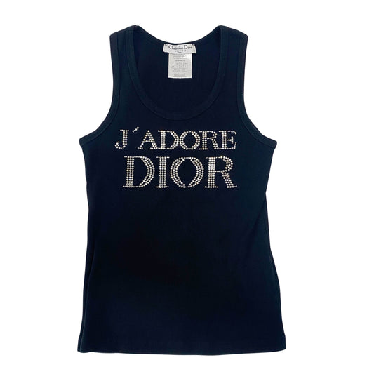 Size 8 Black Beaded Cotton Tank Top