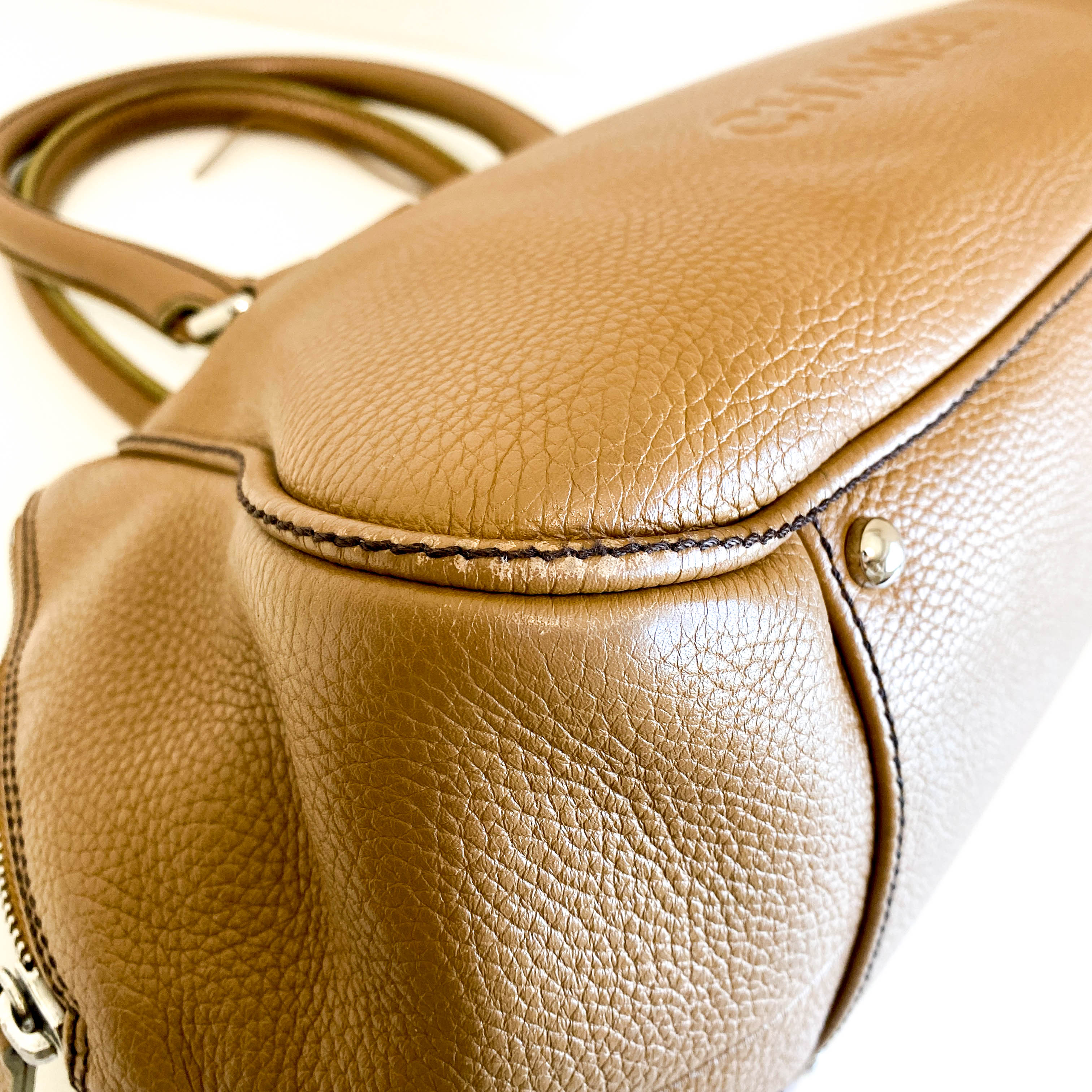 Y2K Vintage Brown Leather Top Handle Bag