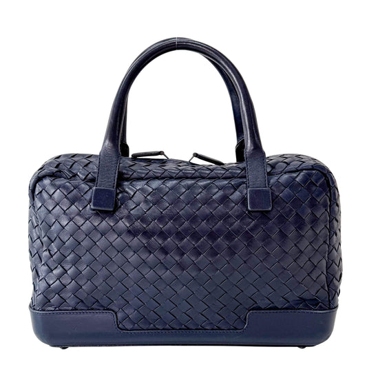 Intrecciato Navy Top Handle Bag