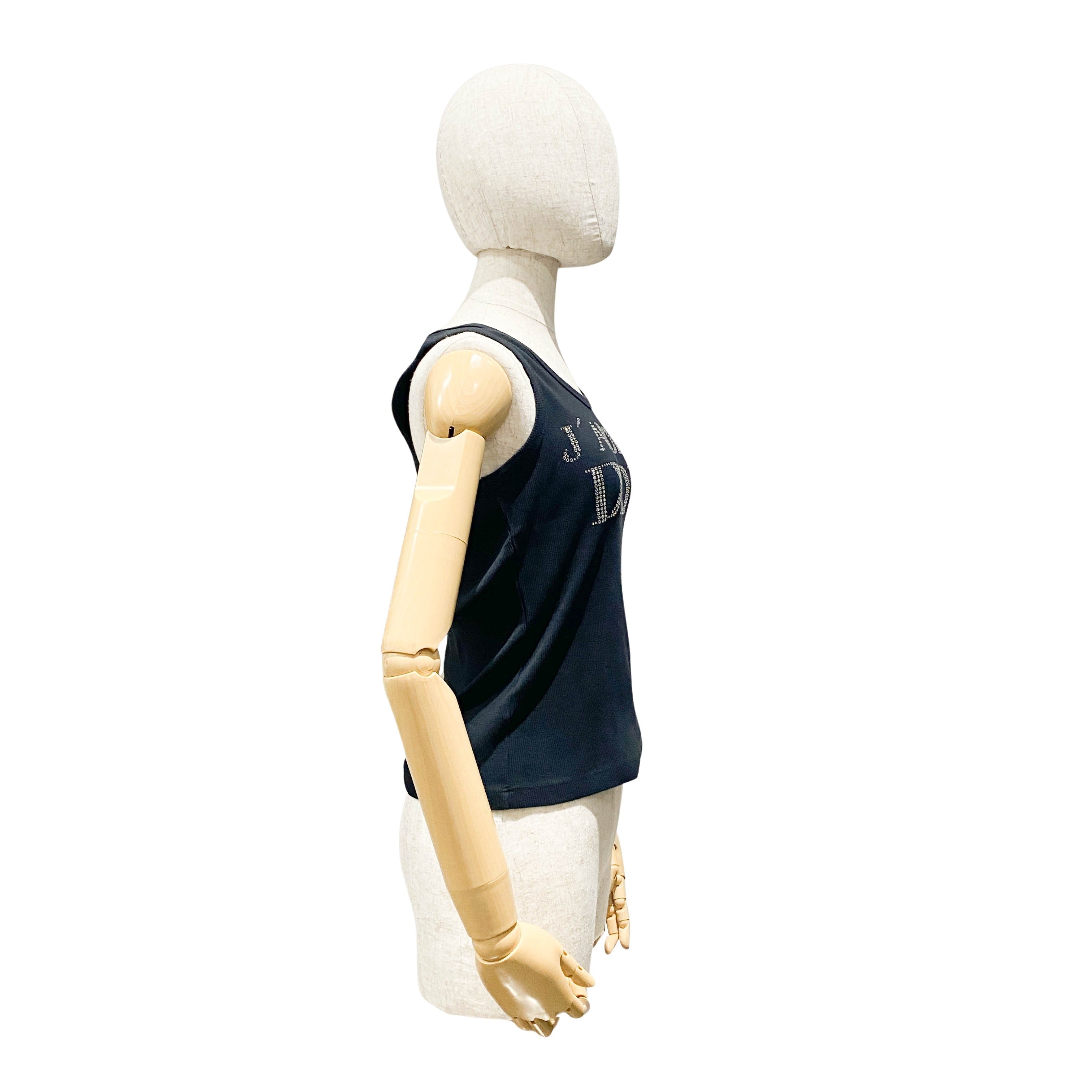 Size 8 Black Beaded Cotton Tank Top