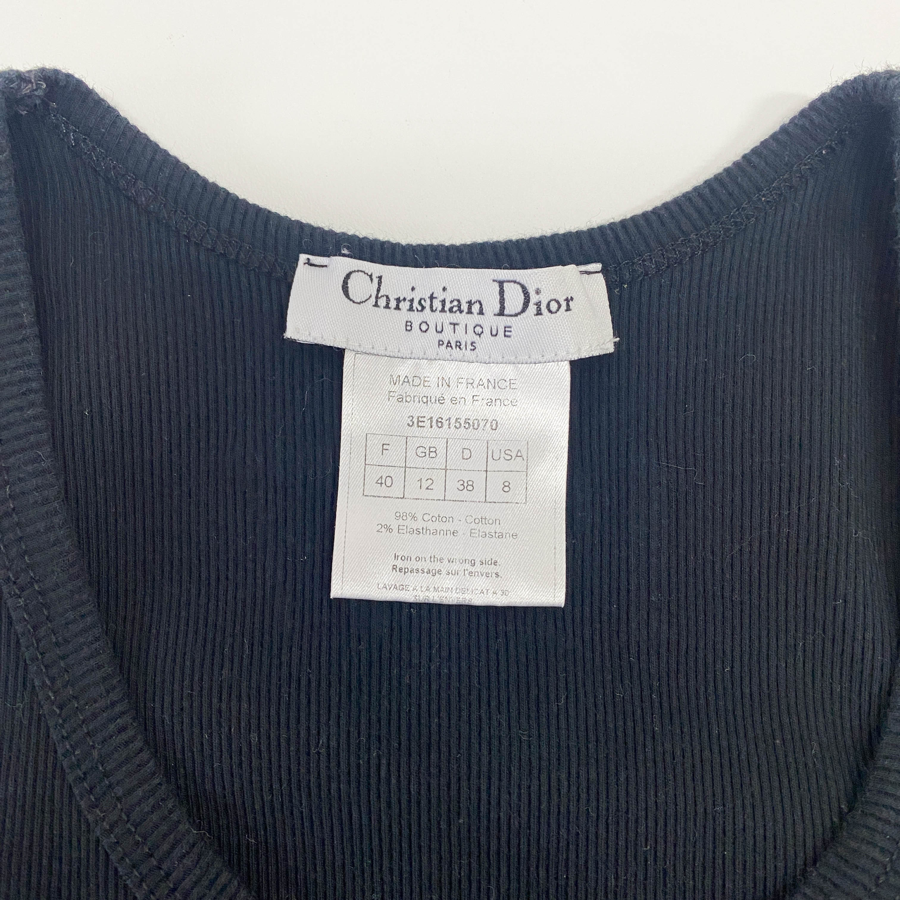 Size 8 Black Beaded Cotton Tank Top