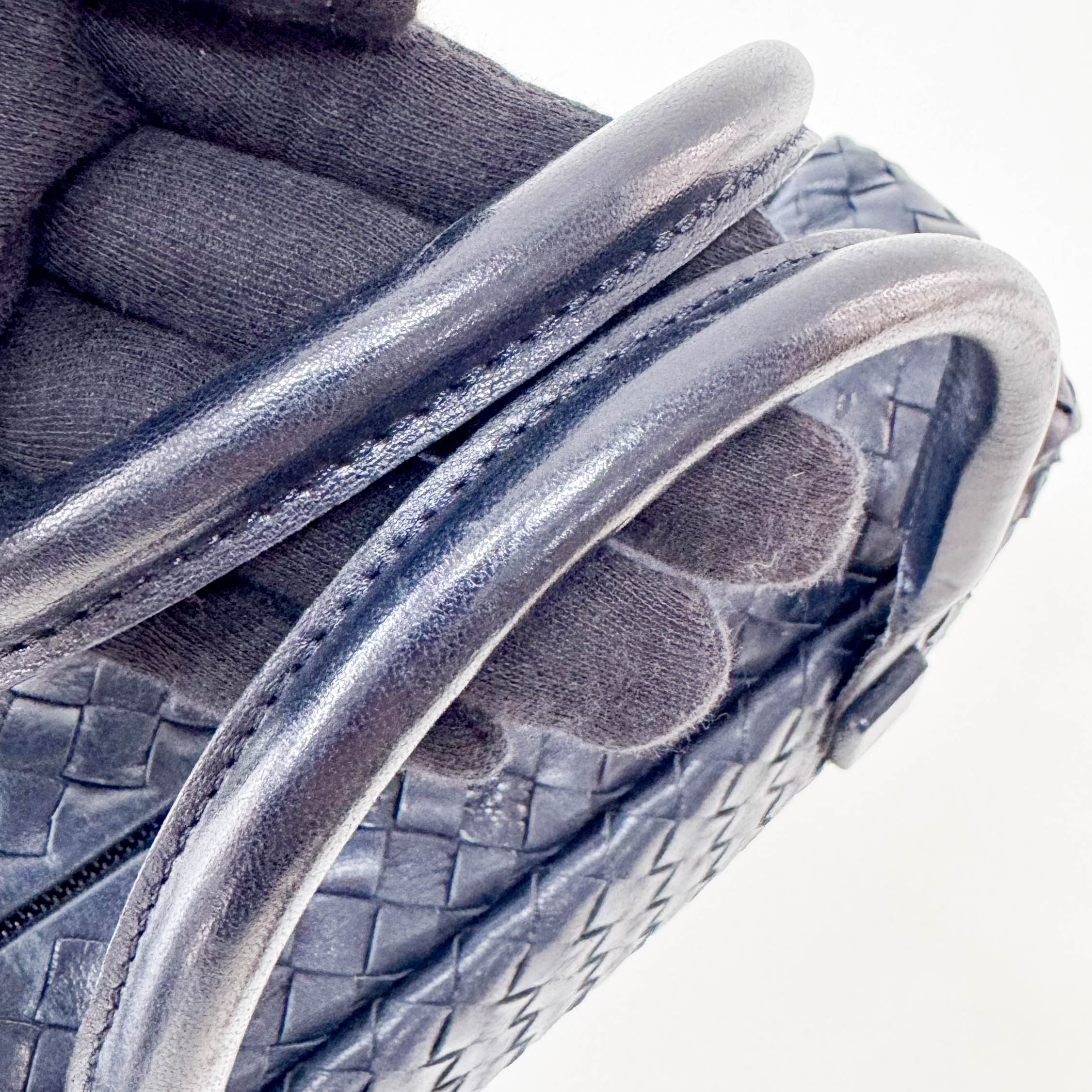 Intrecciato Navy Top Handle Bag