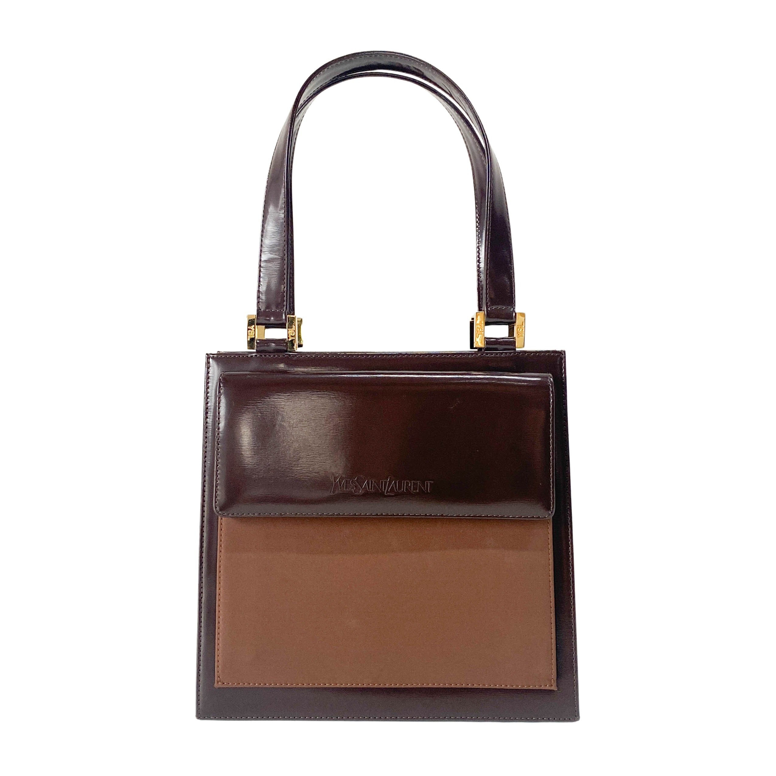 Brown Patent Leather Handbag