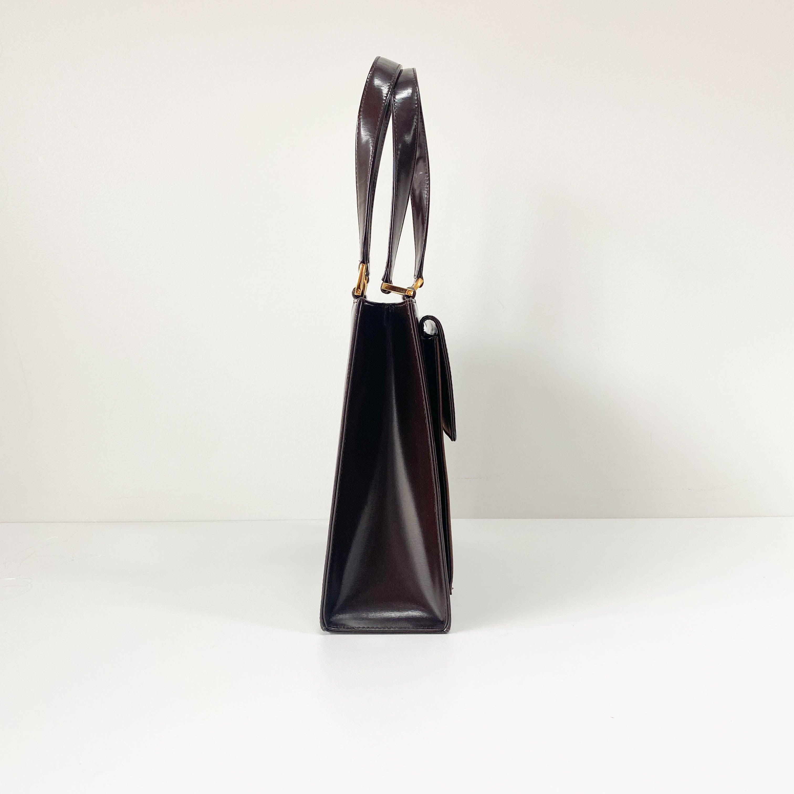 Brown Patent Leather Handbag