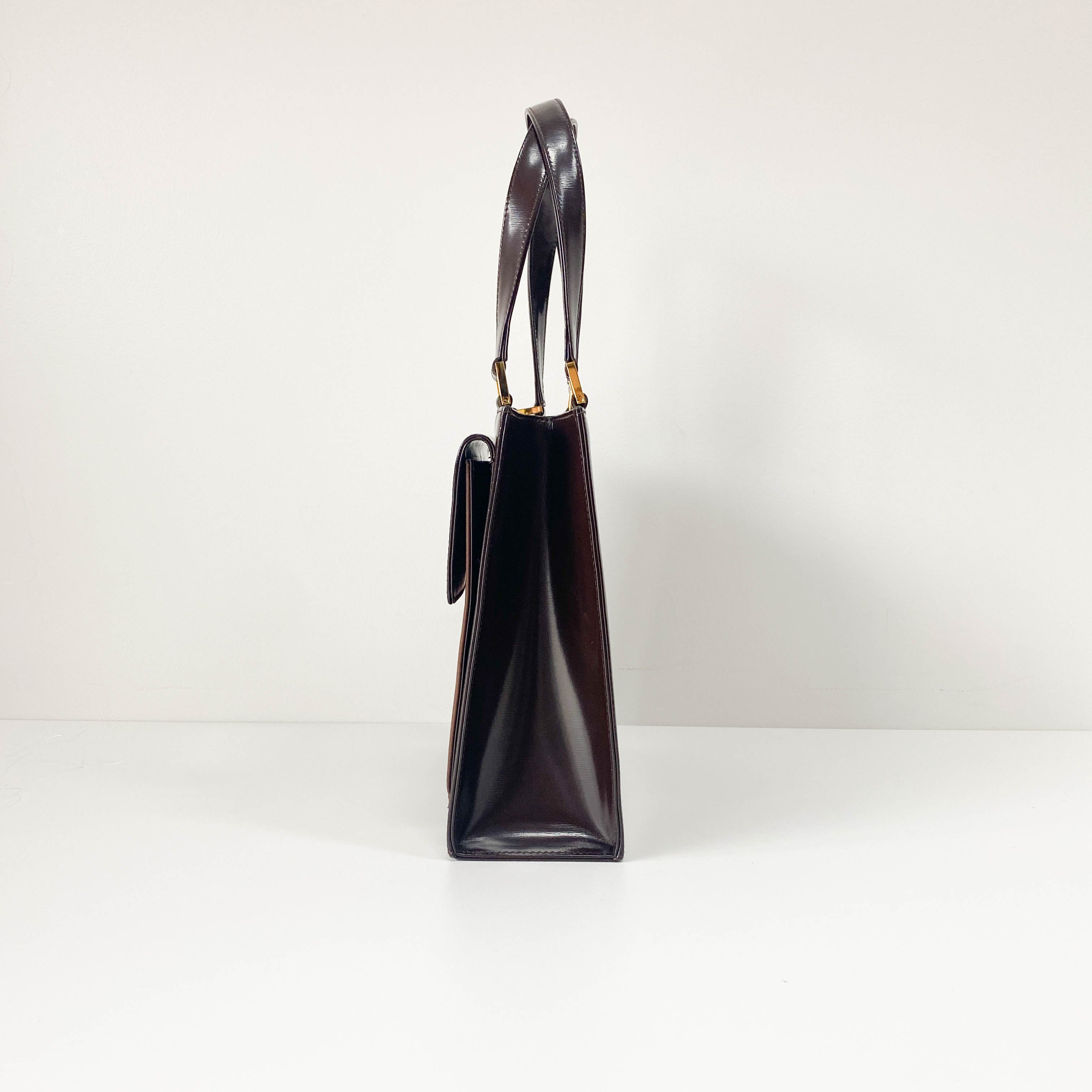 Brown Patent Leather Handbag