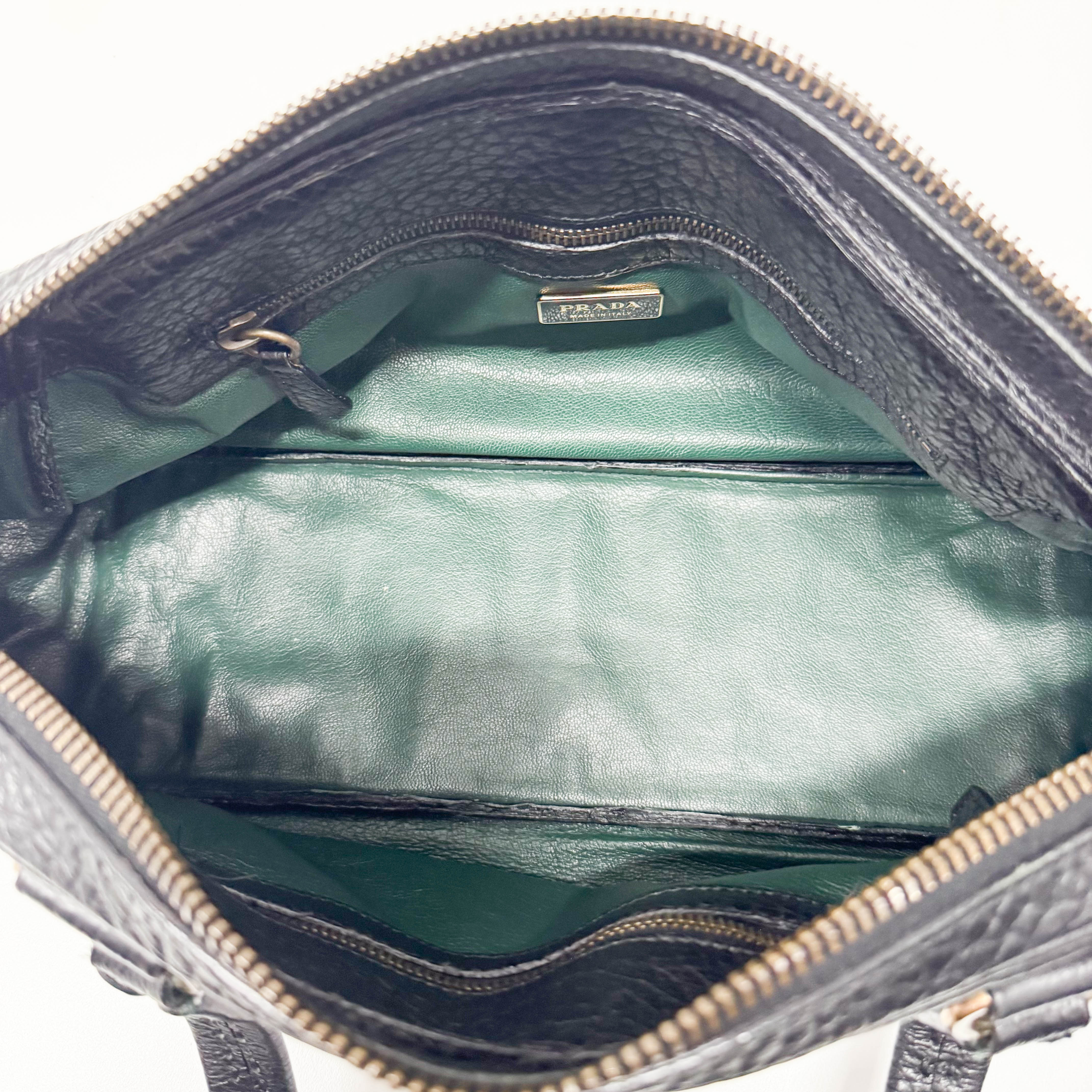 Black Grain Calfskin Leather Shoulder Bag