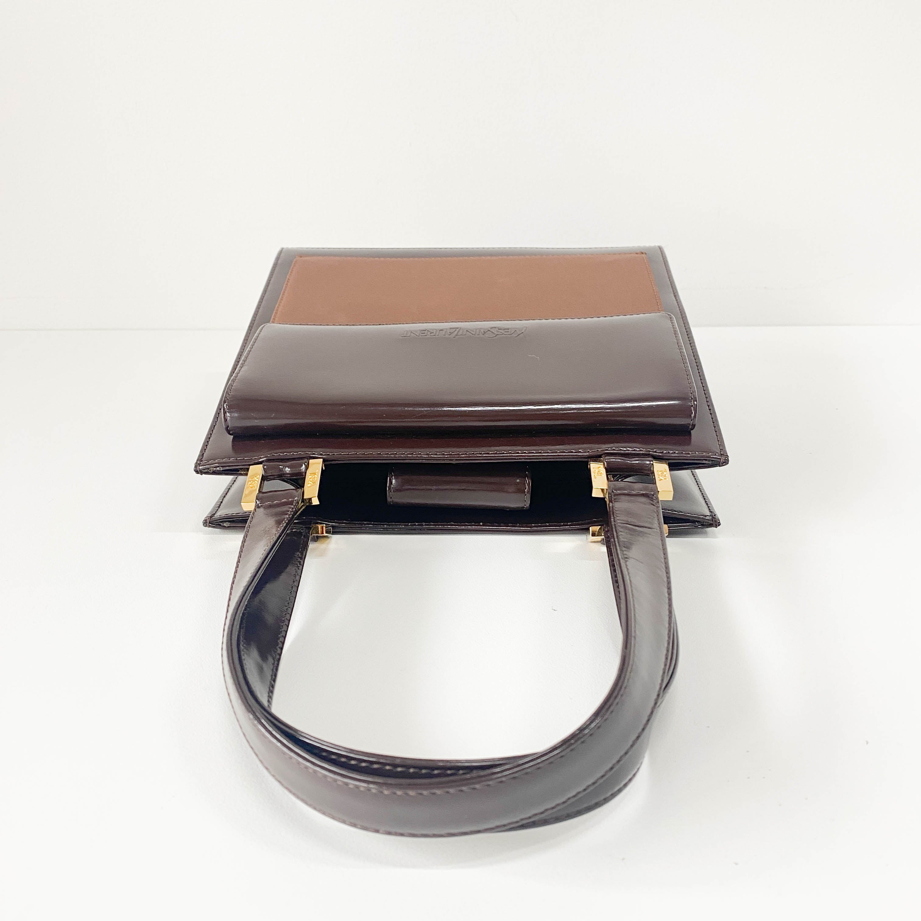 Brown Patent Leather Handbag