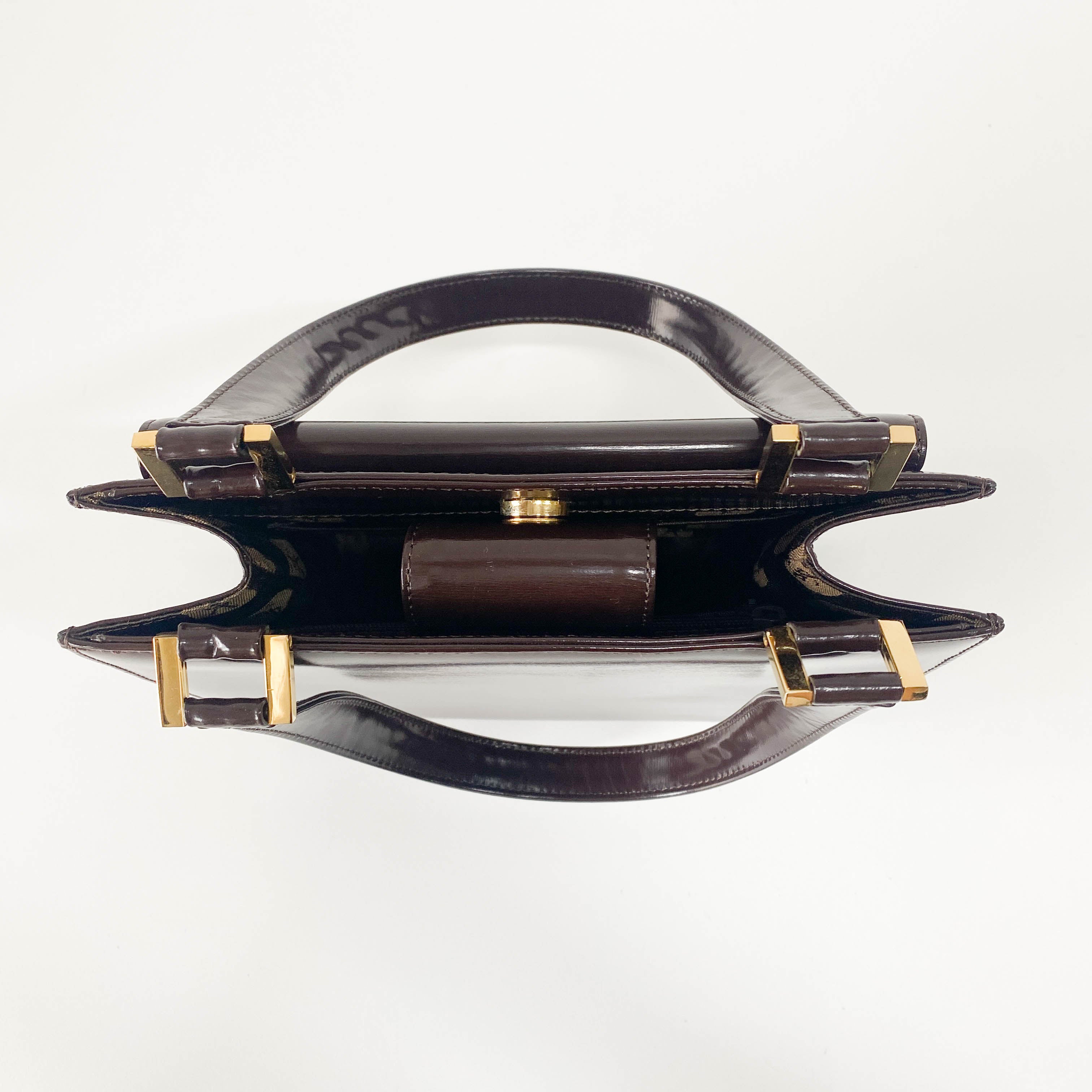 Brown Patent Leather Handbag