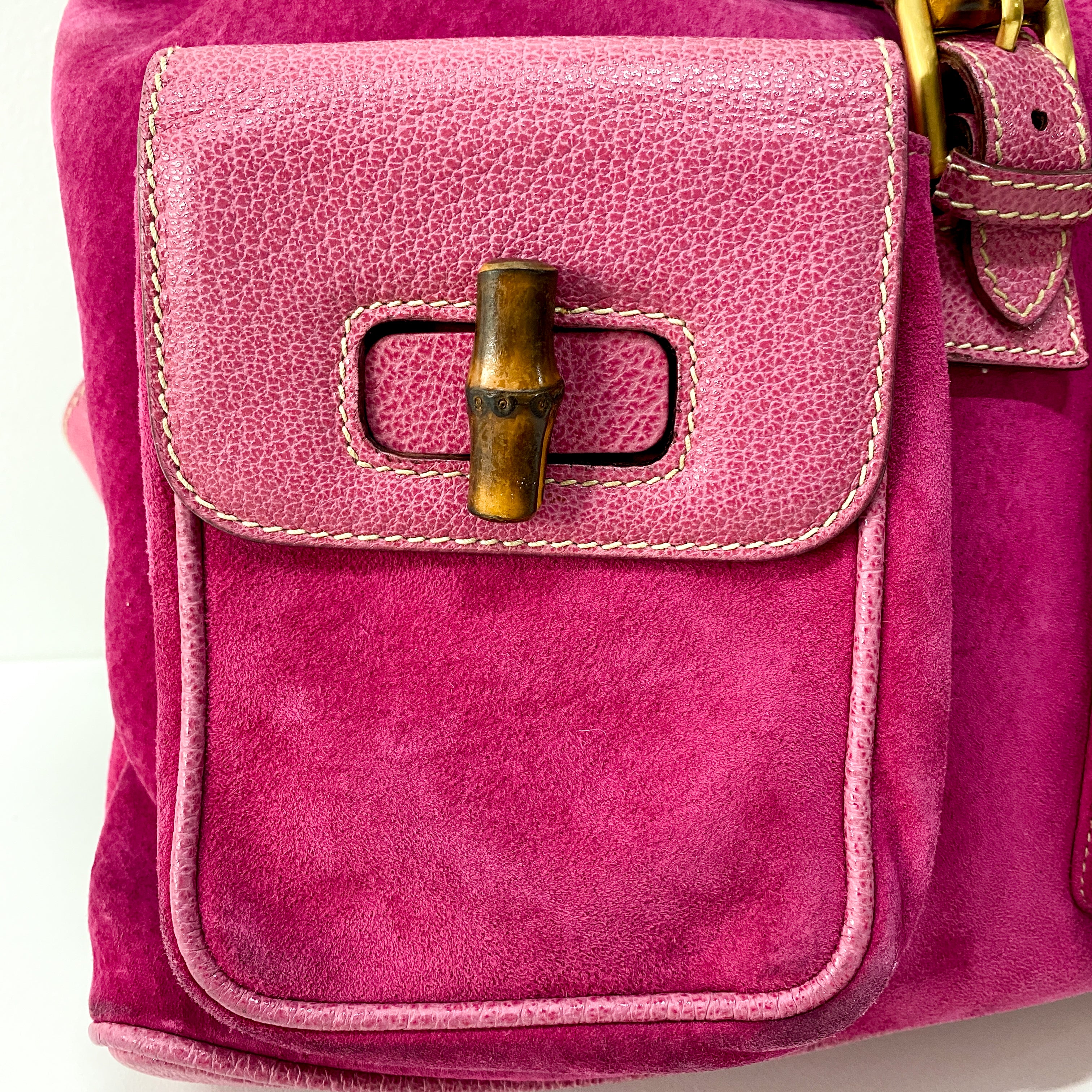 Bamboo Pink Suede Backpack