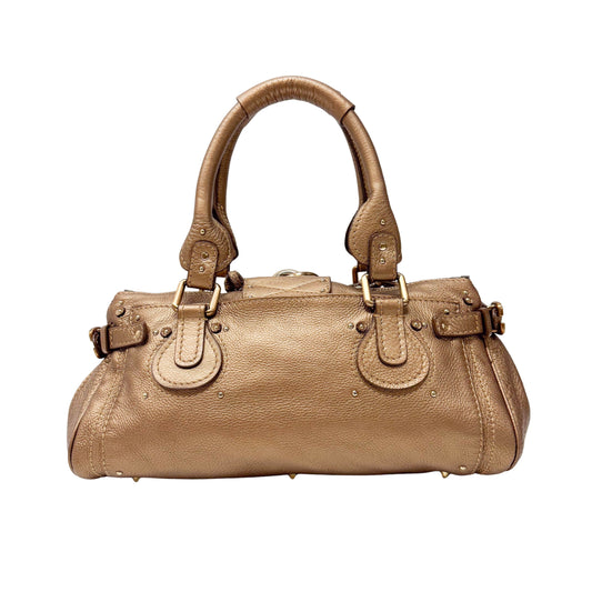 Paddington Bronze Calfskin Rhinestone Accessories Leather Shoulder Bag